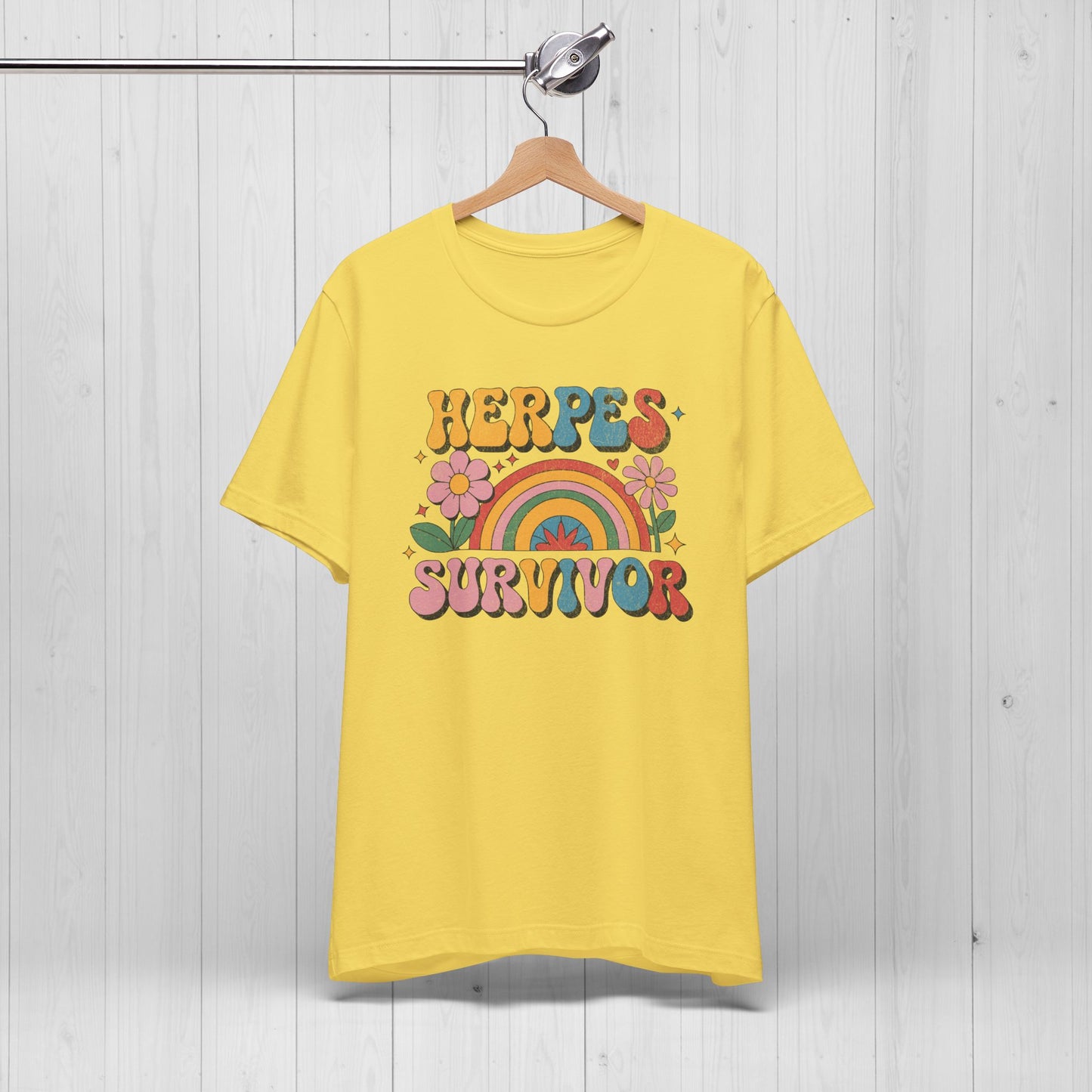 Herpes Survivor T-Shirt – Retro STD Rainbow Tee
