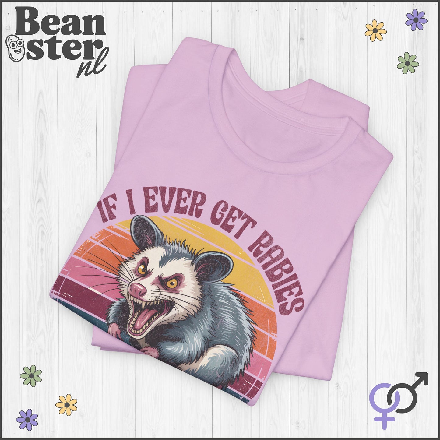 If I Ever Get Rabies Angry Opossum Funny Graphic Tee