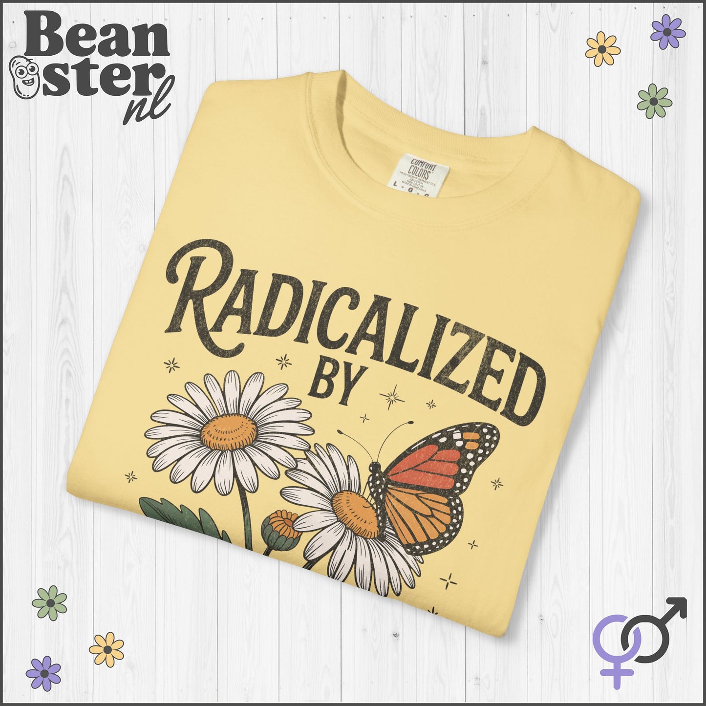 Radicalized by Basic Decency T-Shirt – Floral Butterfly Tee