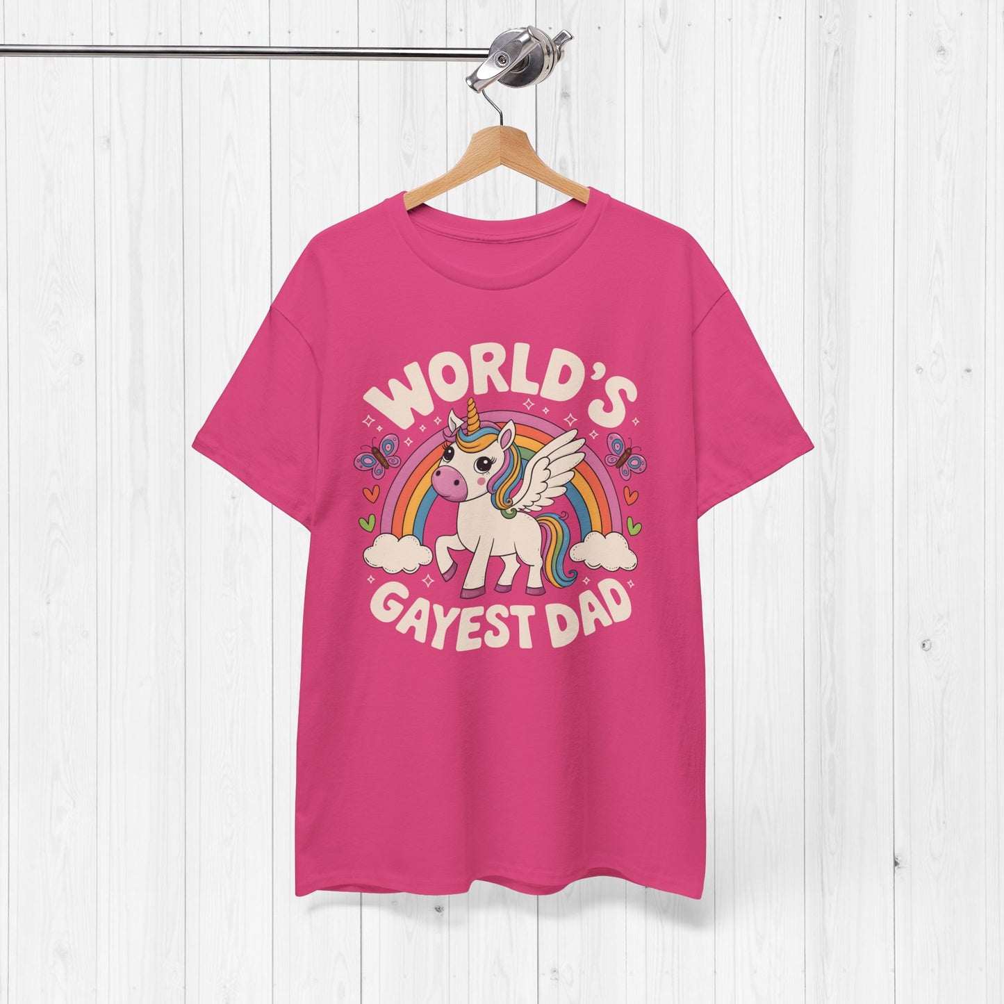 Worlds Gayest Dad T-Shirt – Rainbow Unicorn