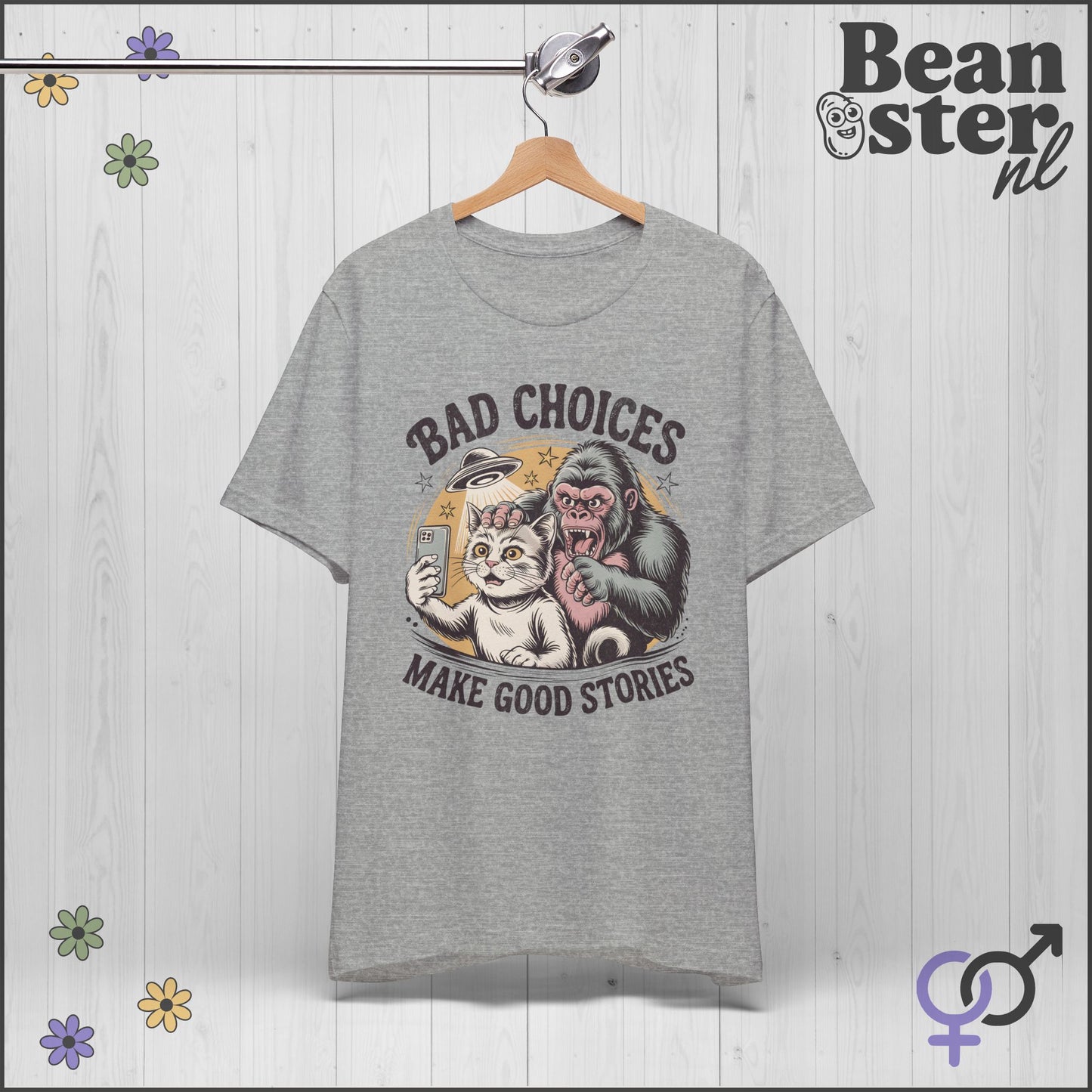 Bad Choices Make Good Stories Gorilla Cat Graphic Tee