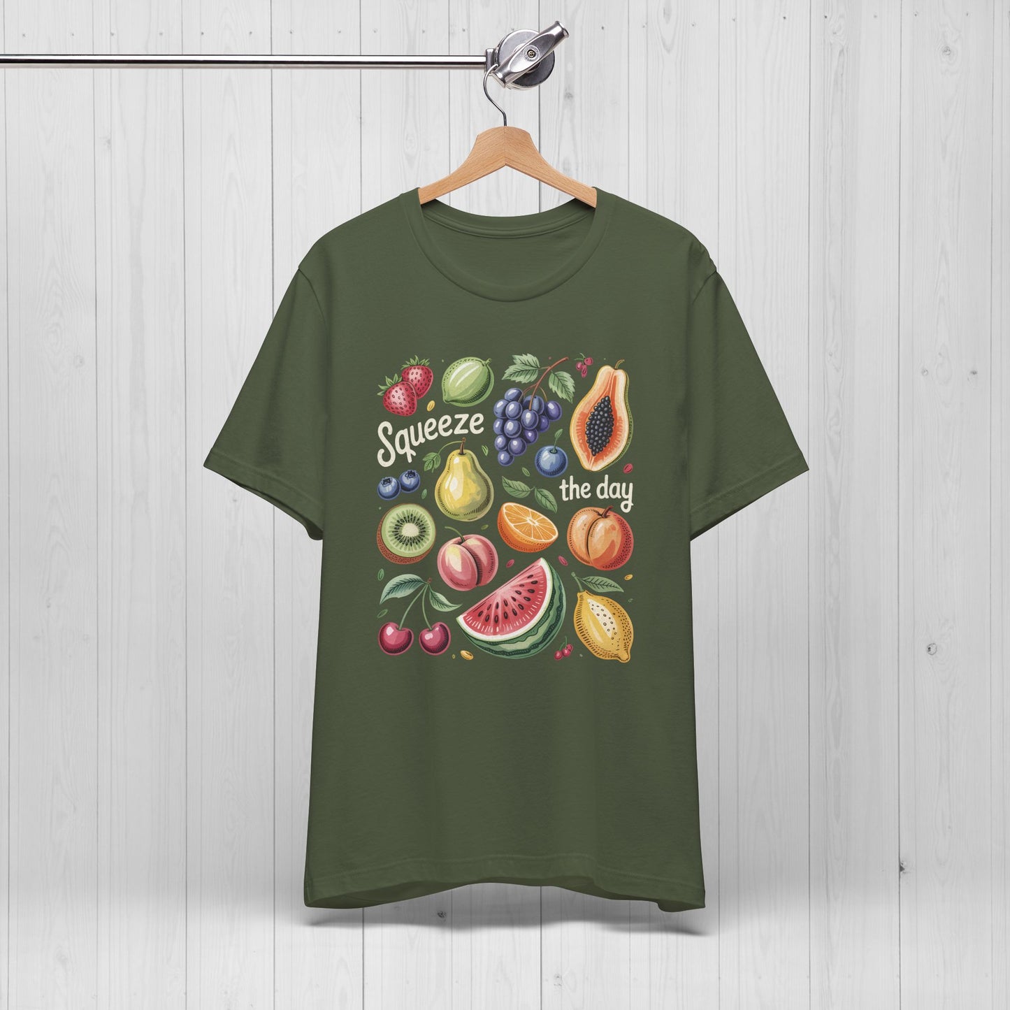 Tropical Summer Fruits Grid Tee – Cute Vegan Style