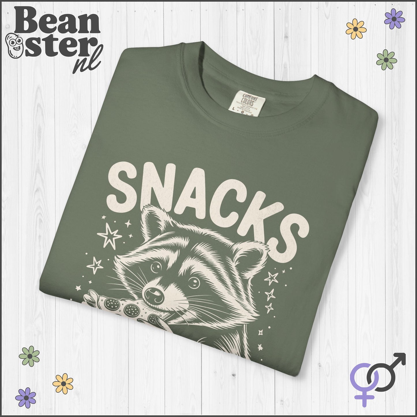 Snacks Make Me Nicer Raccoon Shirt | Funny Graphic Tee