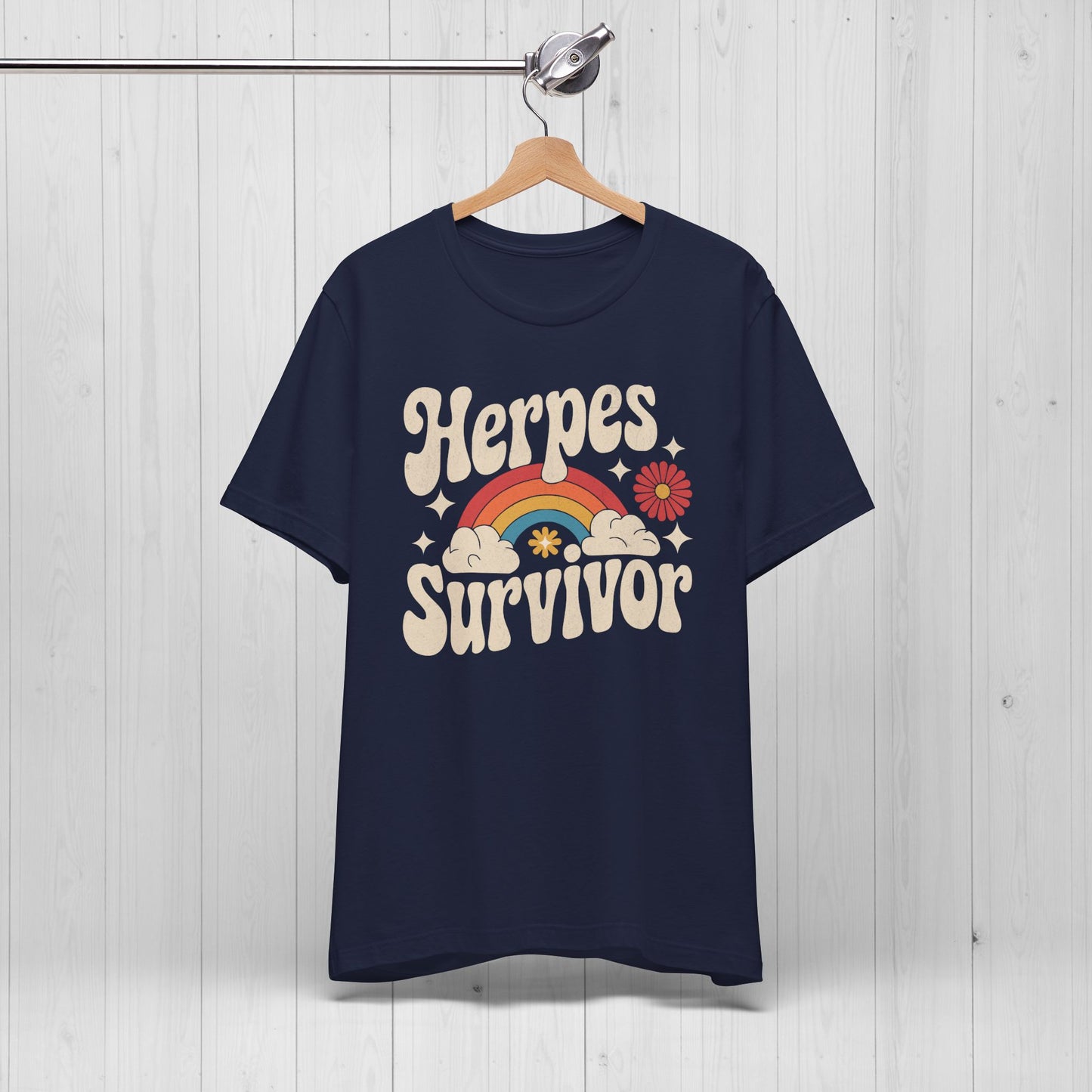 Herpes Survivor T-Shirt – Retro STD Rainbow Tee