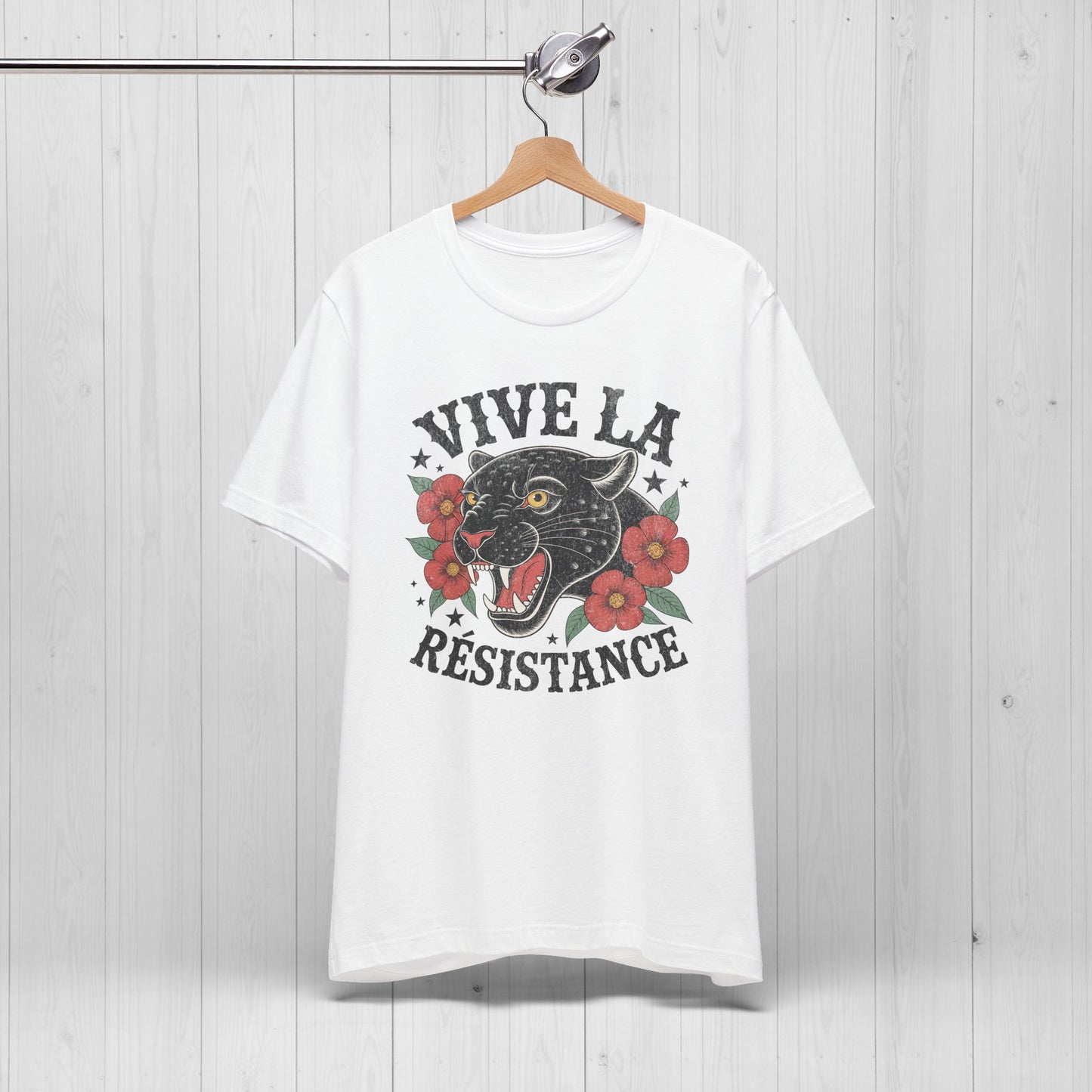 Vive la Résistance Tee – Retro Panther Floral Shirt