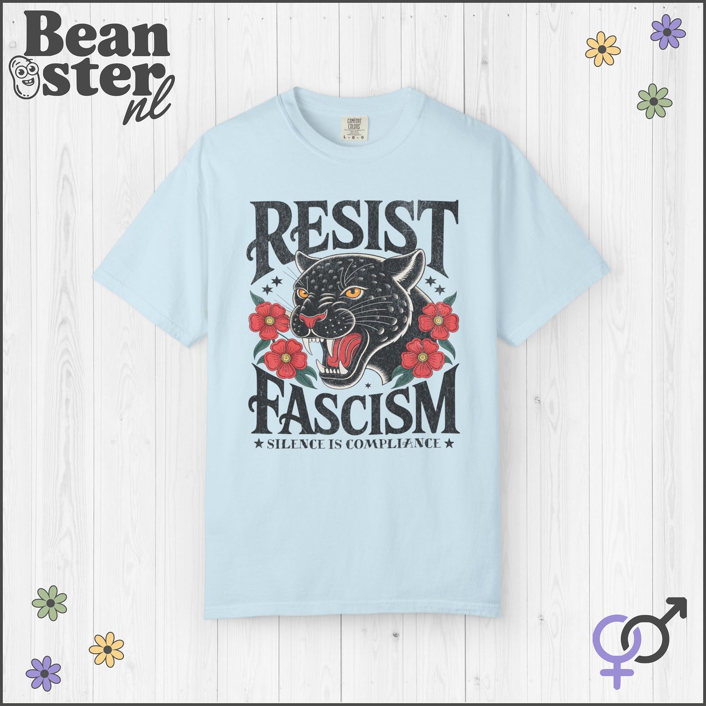 Resist Fascism Shirt – Retro Floral Panther