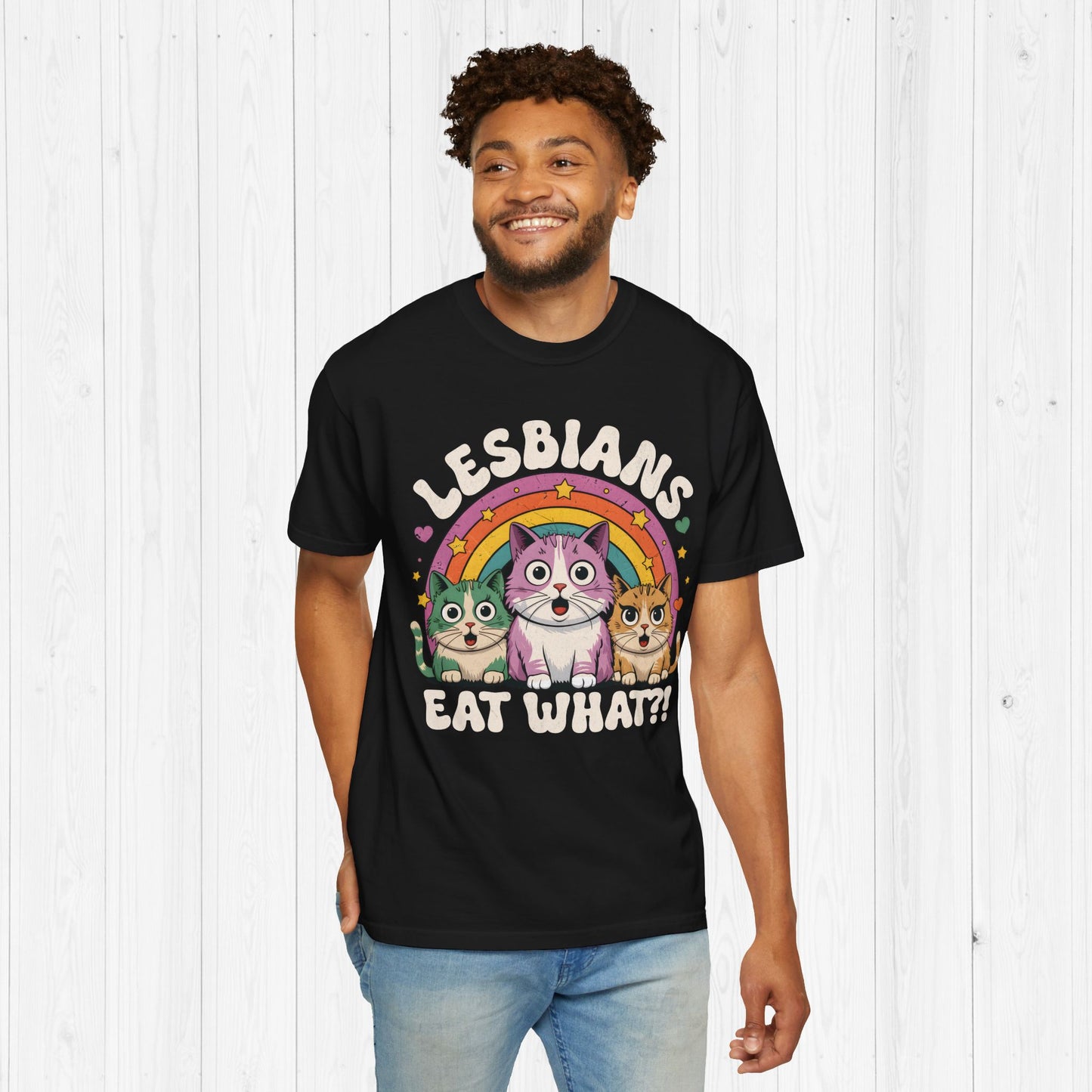 Lesbians Eat What?! – Funny LGBTQ Cat Meme T-Shirt