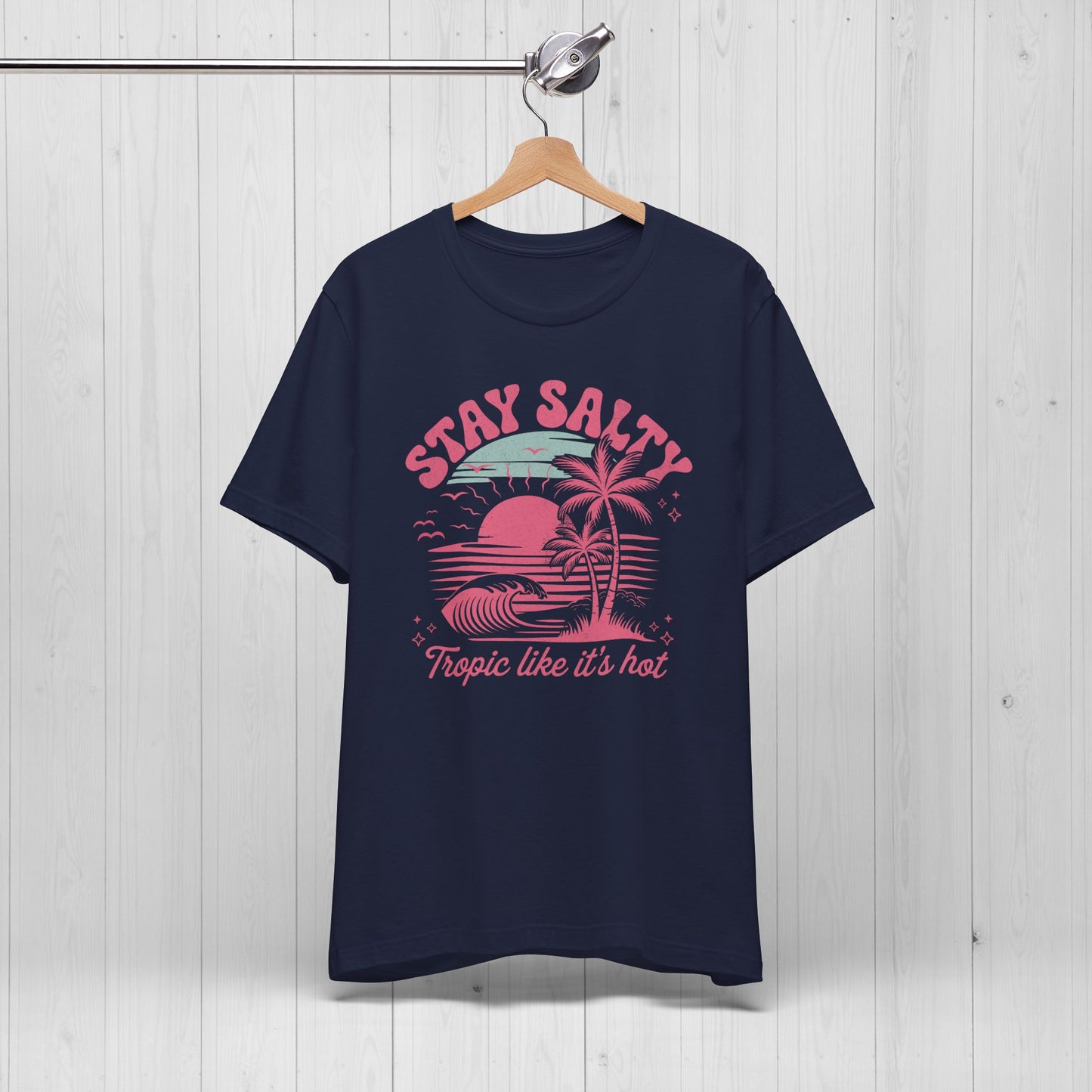 Stay Salty Vintage Pink Tee โ Retro Summer Vibes Shirt