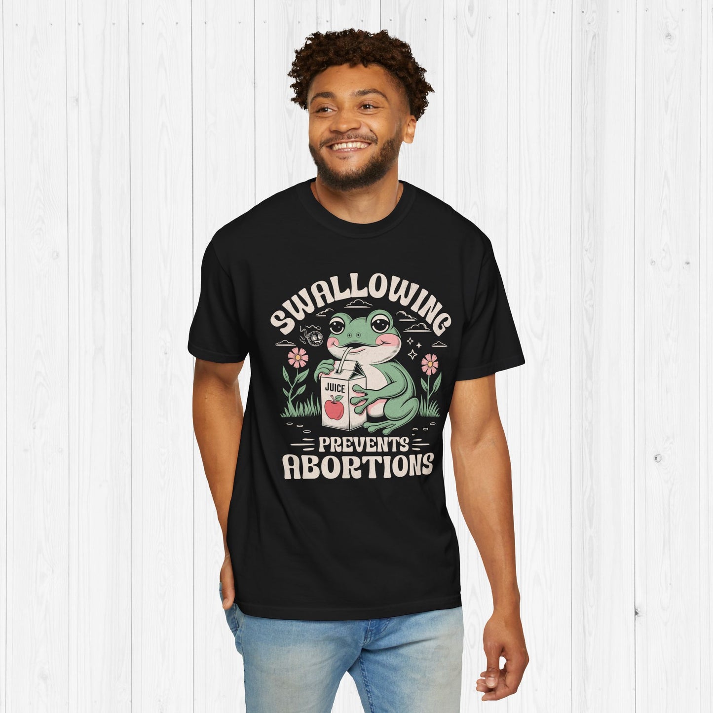 Swallowing Prevents Abortions Frog Tee – Funny Raunchy Shirt