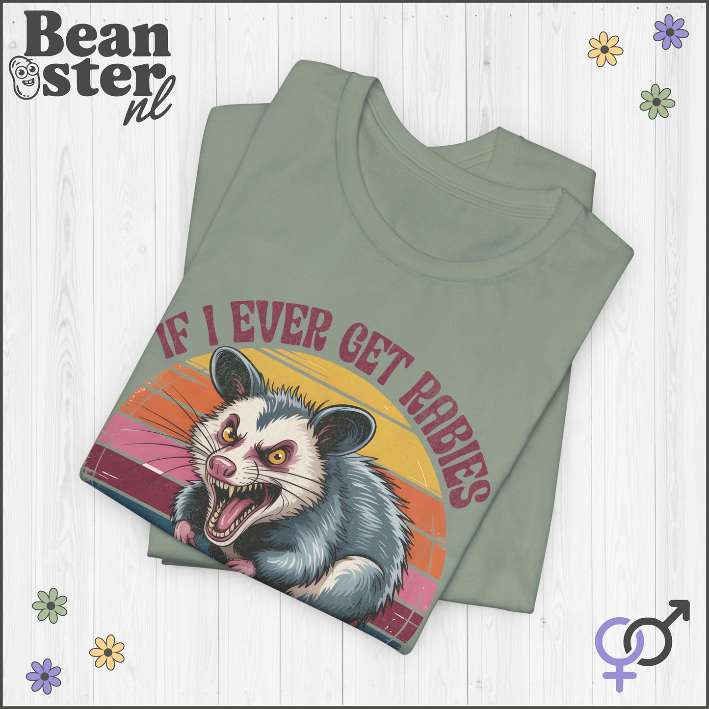 If I Ever Get Rabies Angry Opossum Funny Graphic Tee
