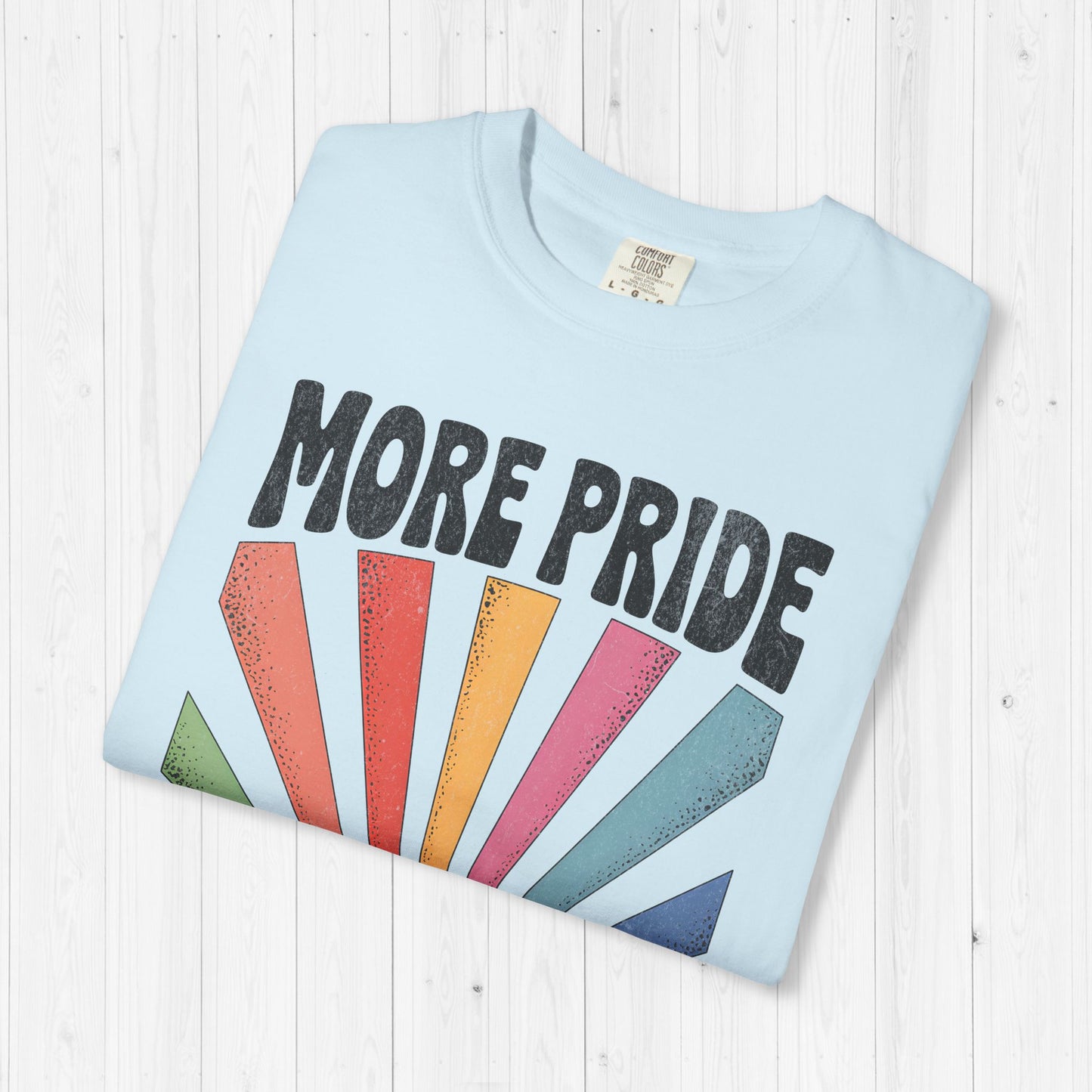 More Pride Less Prejudice Retro Rainbow Tee ๐