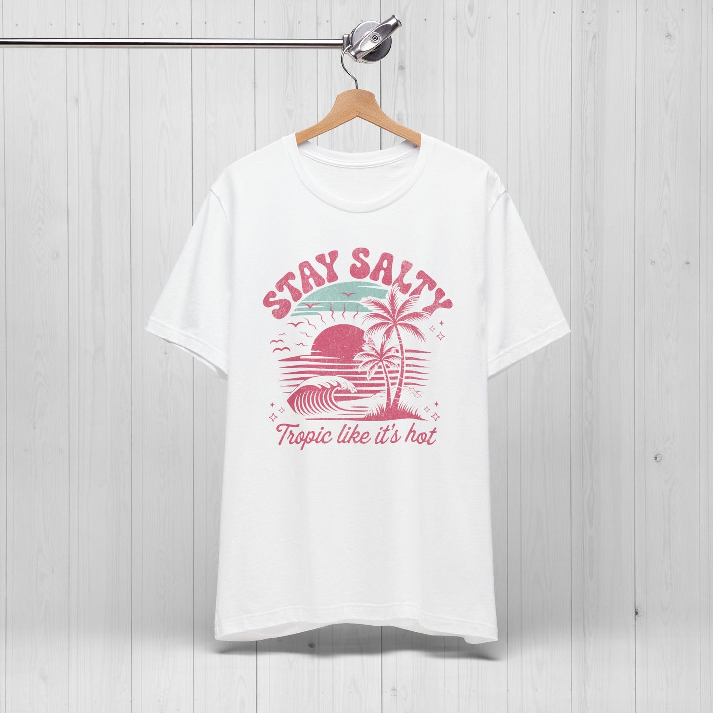 Stay Salty Vintage Pink Tee โ Retro Summer Vibes Shirt