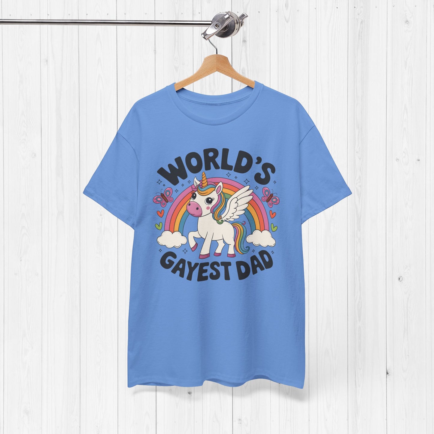 Worlds Gayest Dad T-Shirt – Rainbow Unicorn