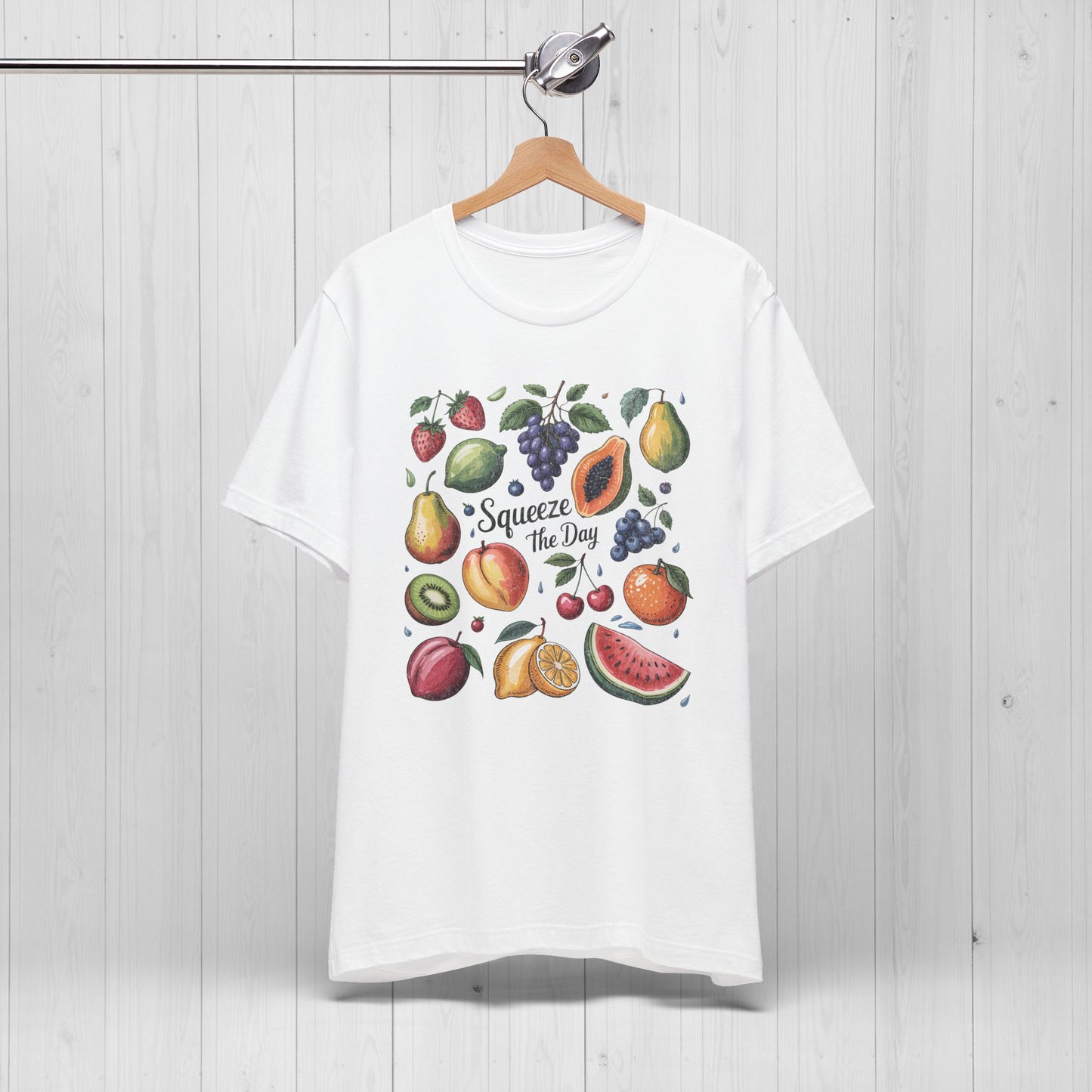 Tropical Summer Fruits Grid Tee – Cute Vegan Style