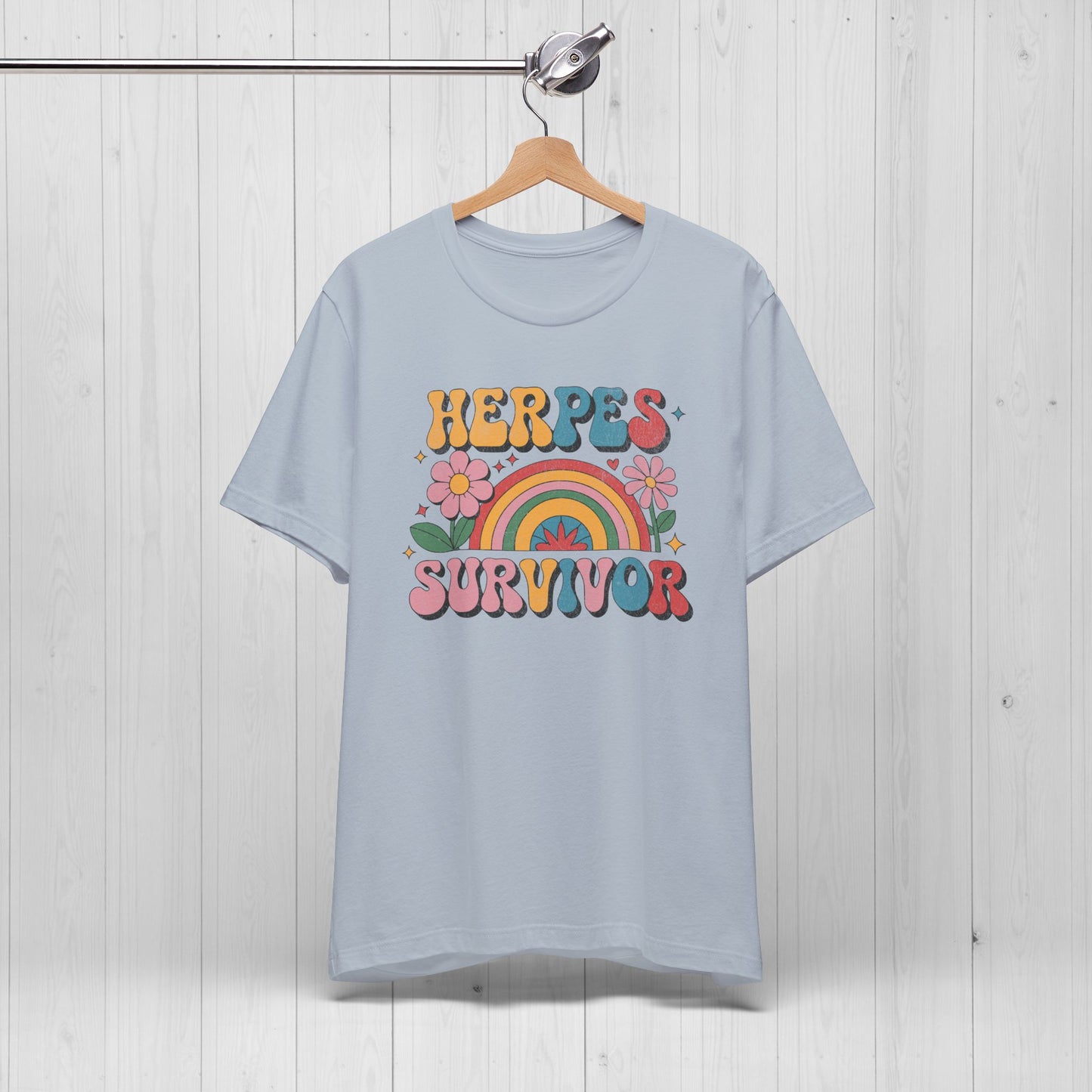 Herpes Survivor T-Shirt – Retro STD Rainbow Tee