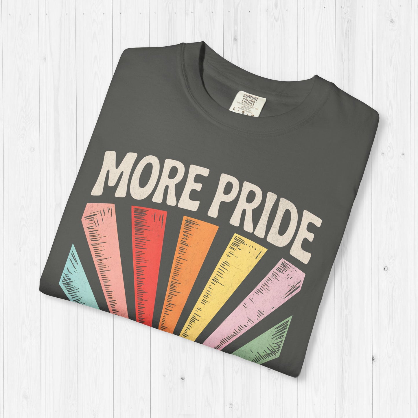 More Pride Less Prejudice Retro Rainbow Tee ๐