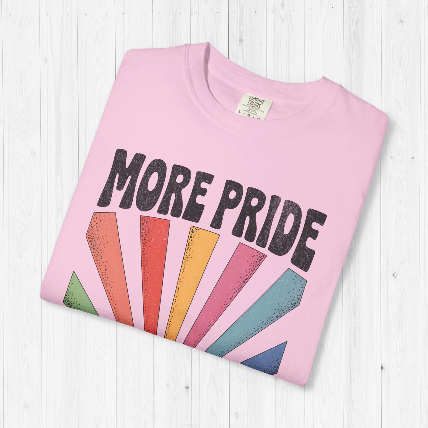 More Pride Less Prejudice Retro Rainbow Tee ๐