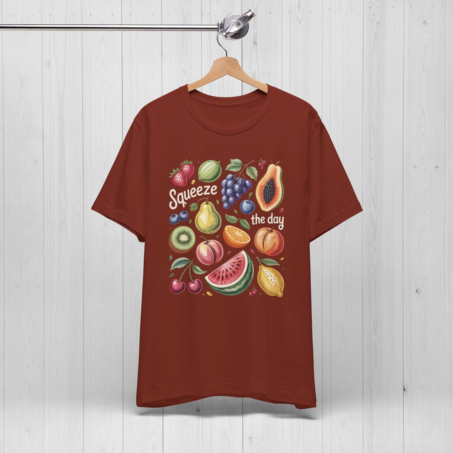 Tropical Summer Fruits Grid Tee – Cute Vegan Style