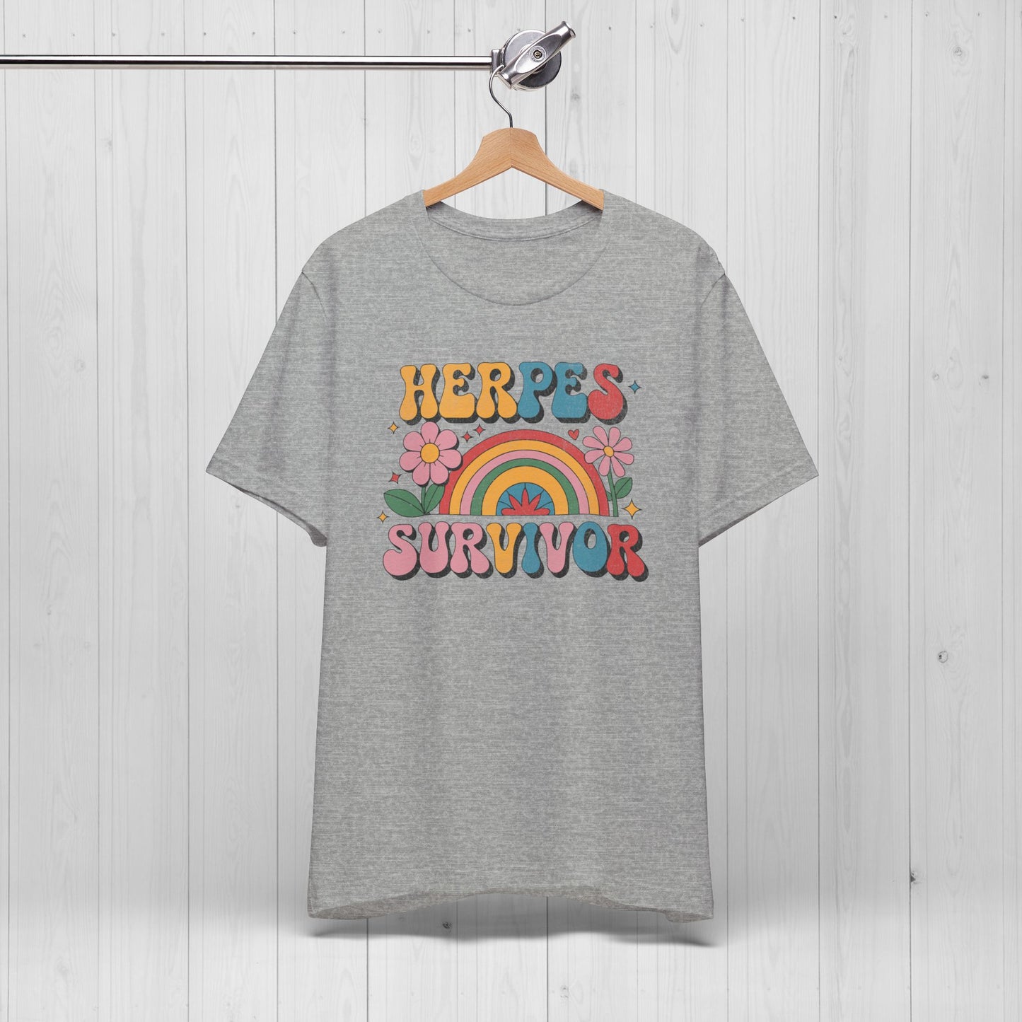 Herpes Survivor T-Shirt – Retro STD Rainbow Tee