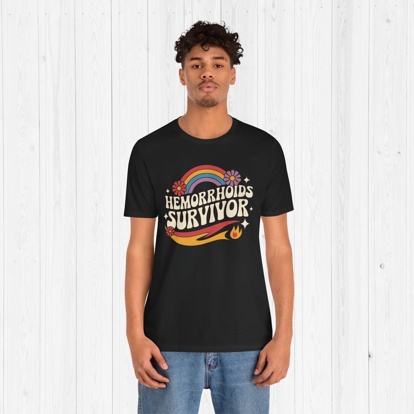 Hemorrhoids Survivor Groovy Tee – Funny Rainbow Shirt