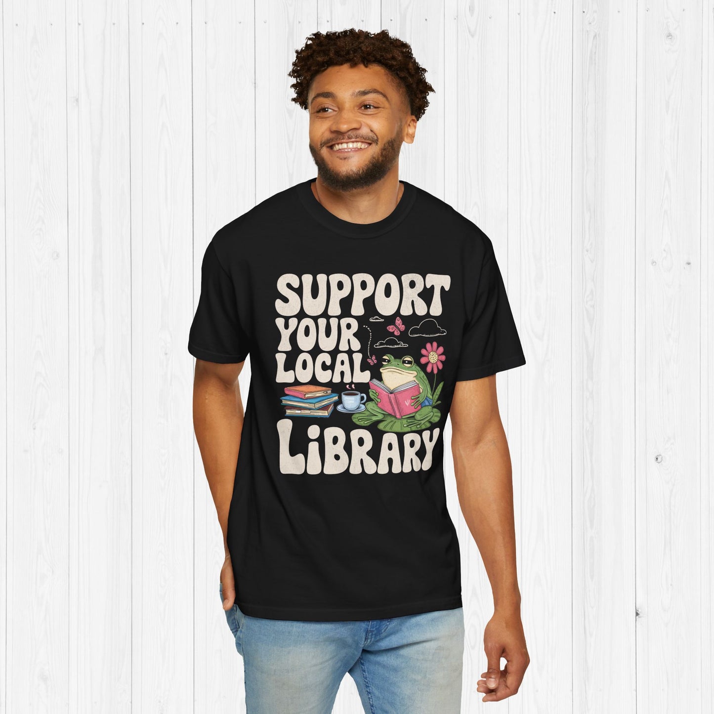 Support Your Local Library Frog Shirt