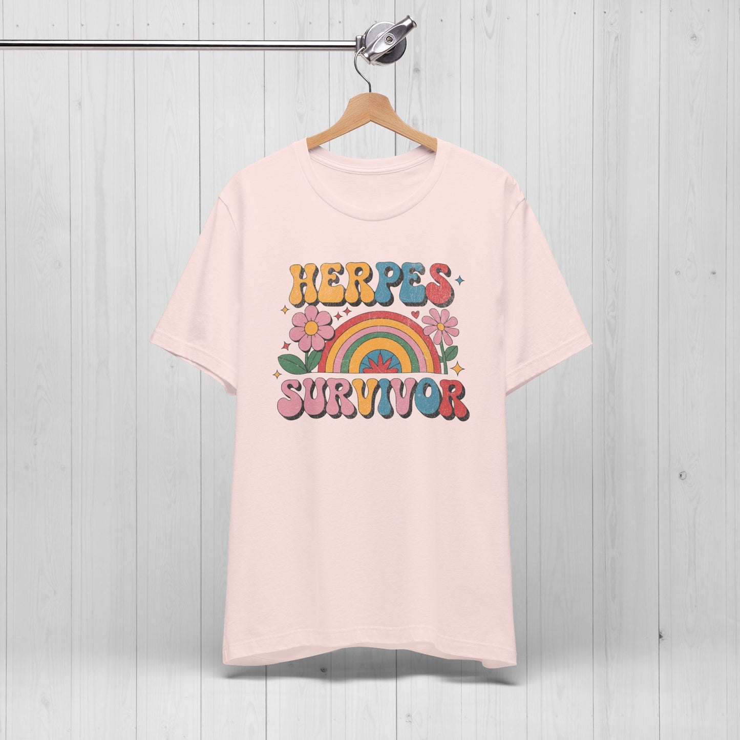 Herpes Survivor T-Shirt – Retro STD Rainbow Tee