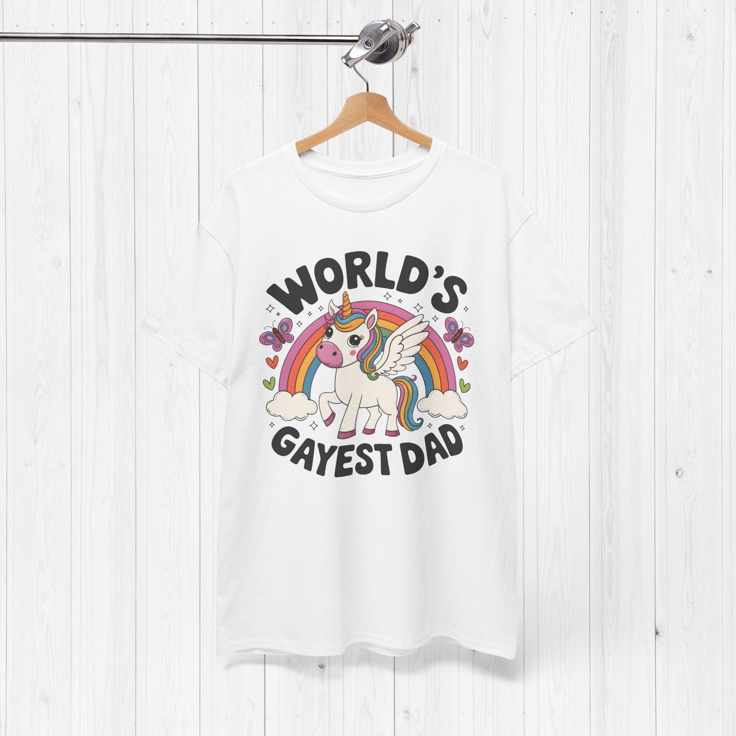 Worlds Gayest Dad T-Shirt – Rainbow Unicorn