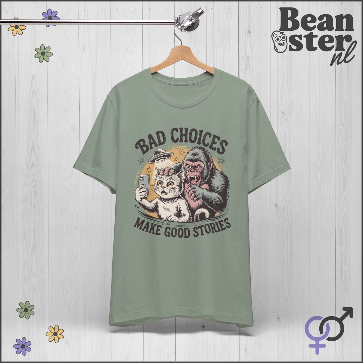 Bad Choices Make Good Stories Gorilla Cat Graphic Tee