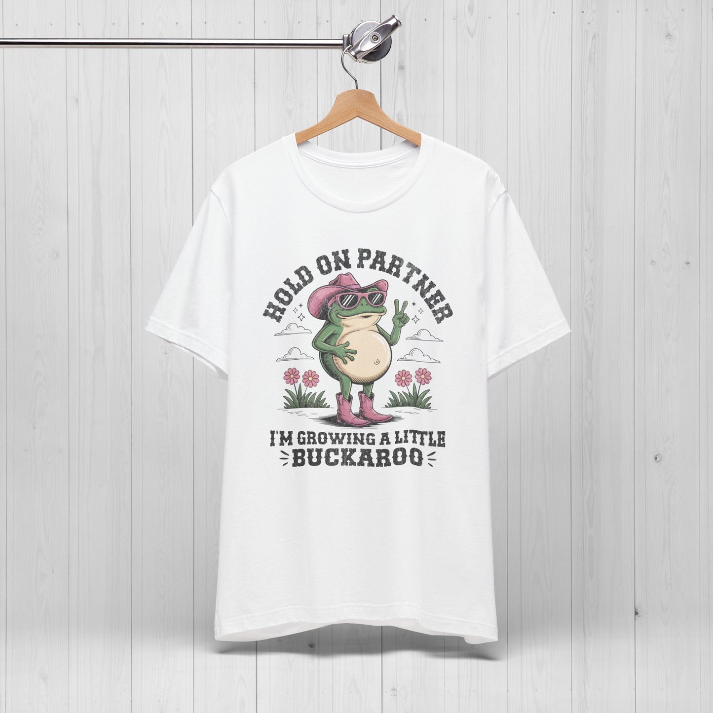 Funny Pregnancy Shirt – Hold On Partner I'm Pregnant Frog Tee
