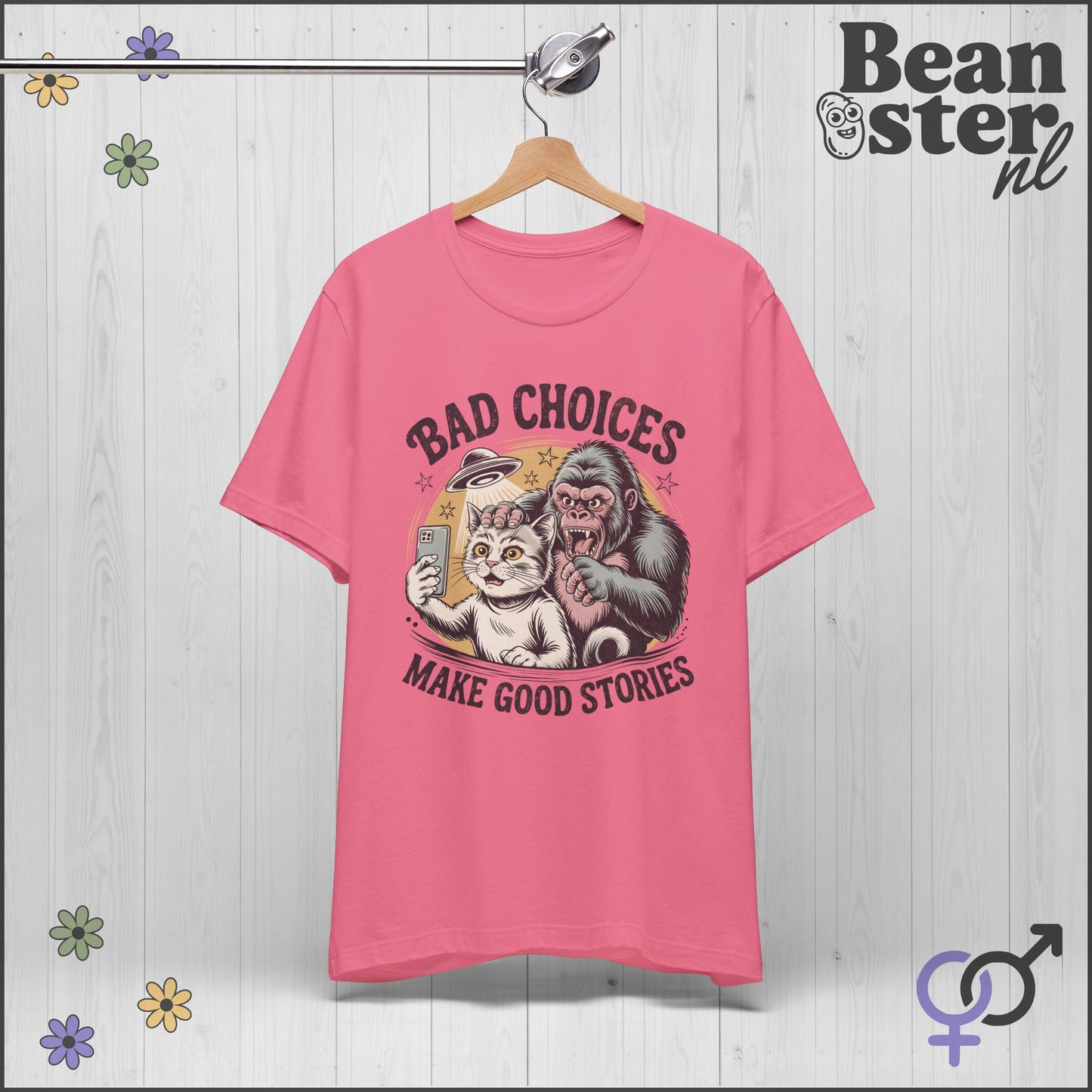 Bad Choices Make Good Stories Gorilla Cat Graphic Tee