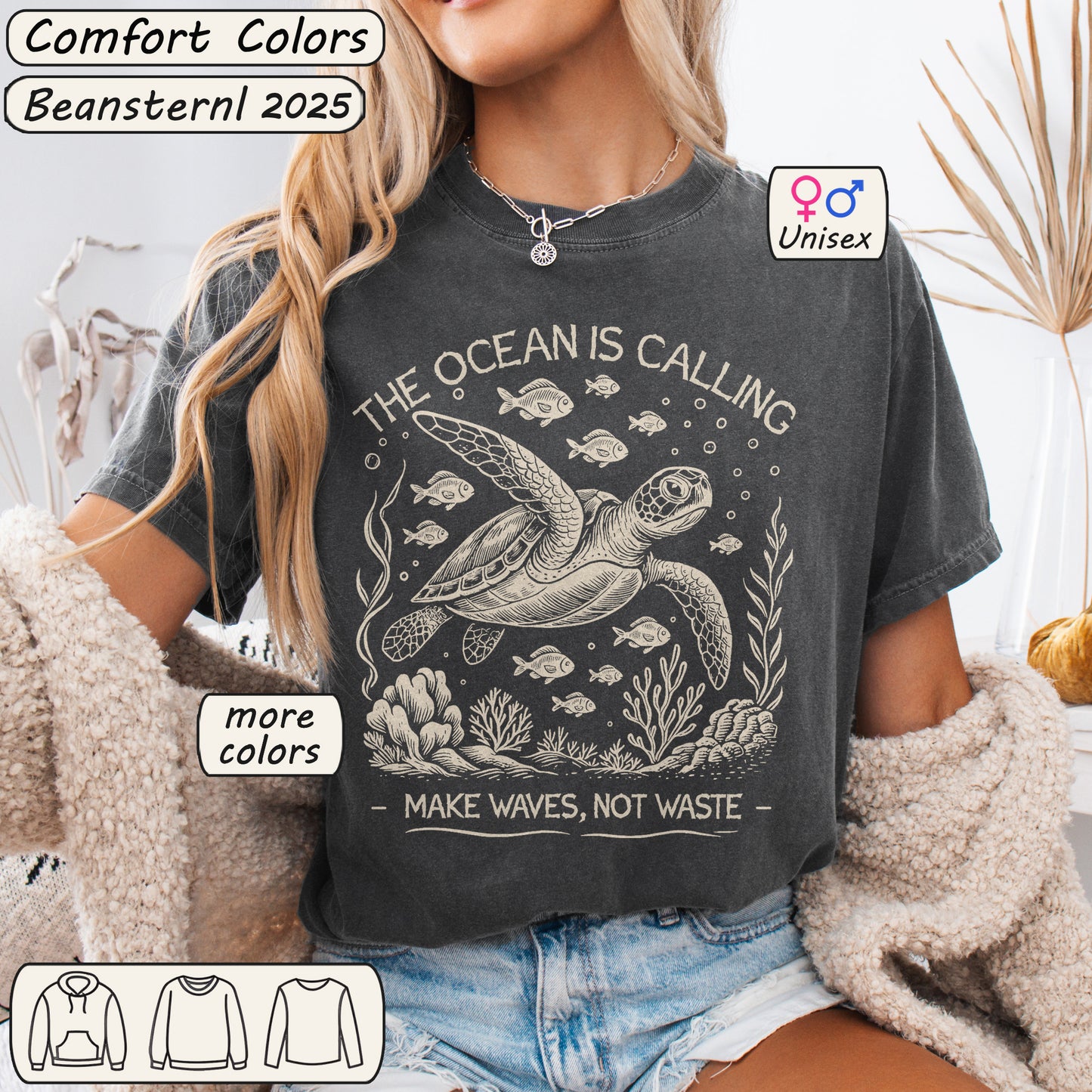 The Ocean Is Calling Vintage Sea Creatures Graphic Tee