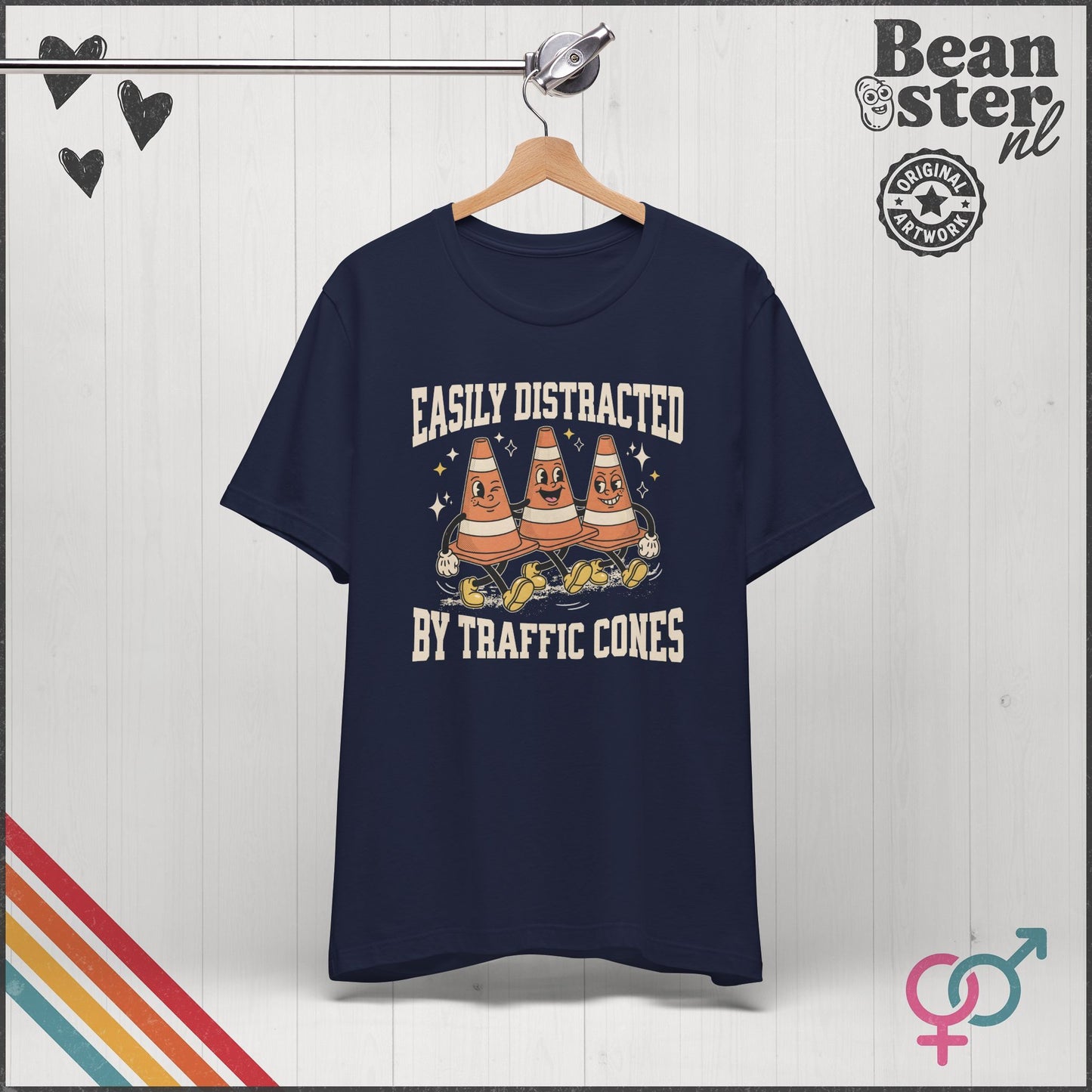 Easily Distracted By Traffic Cones Funny T-Shirt