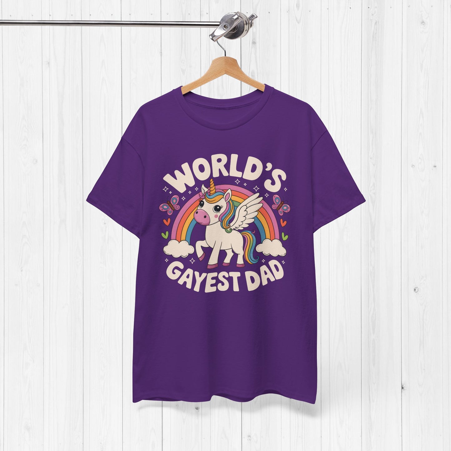 Worlds Gayest Dad T-Shirt – Rainbow Unicorn
