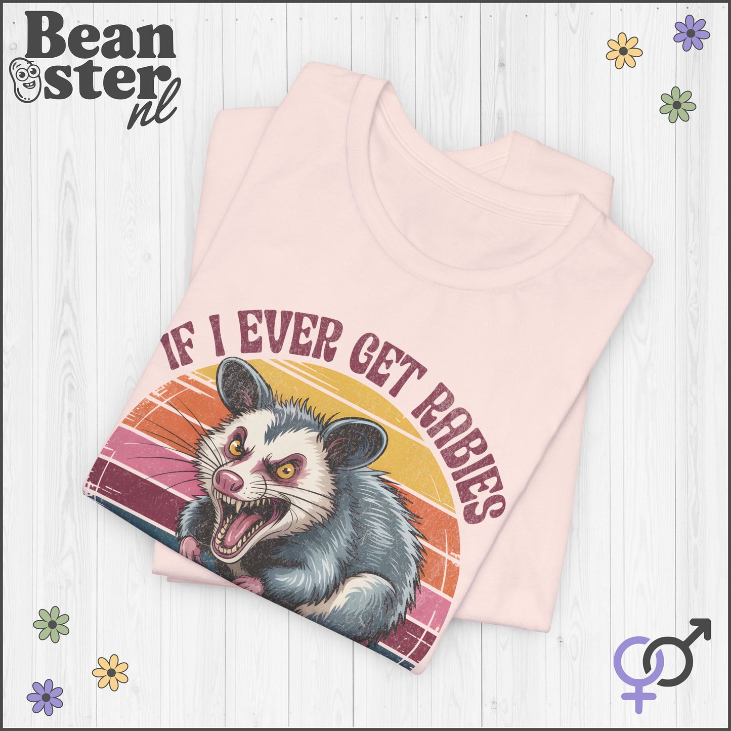 If I Ever Get Rabies Angry Opossum Funny Graphic Tee