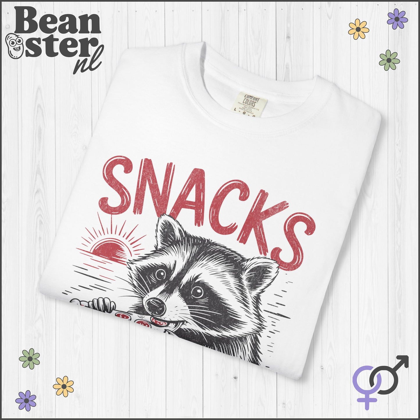Snacks Make Me Nicer Raccoon Shirt | Funny Graphic Tee