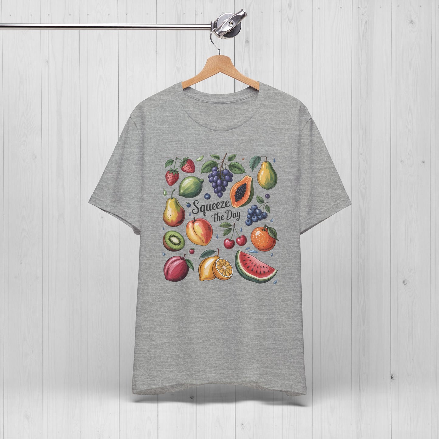 Tropical Summer Fruits Grid Tee – Cute Vegan Style