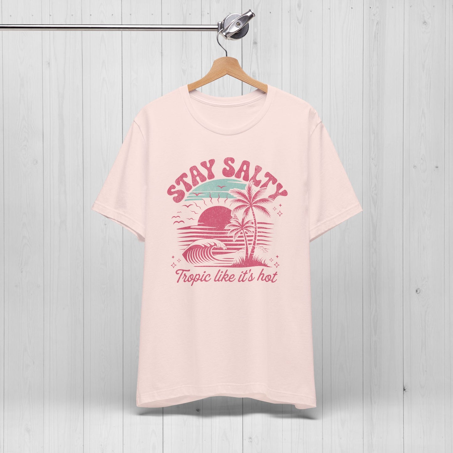 Stay Salty Vintage Pink Tee โ Retro Summer Vibes Shirt