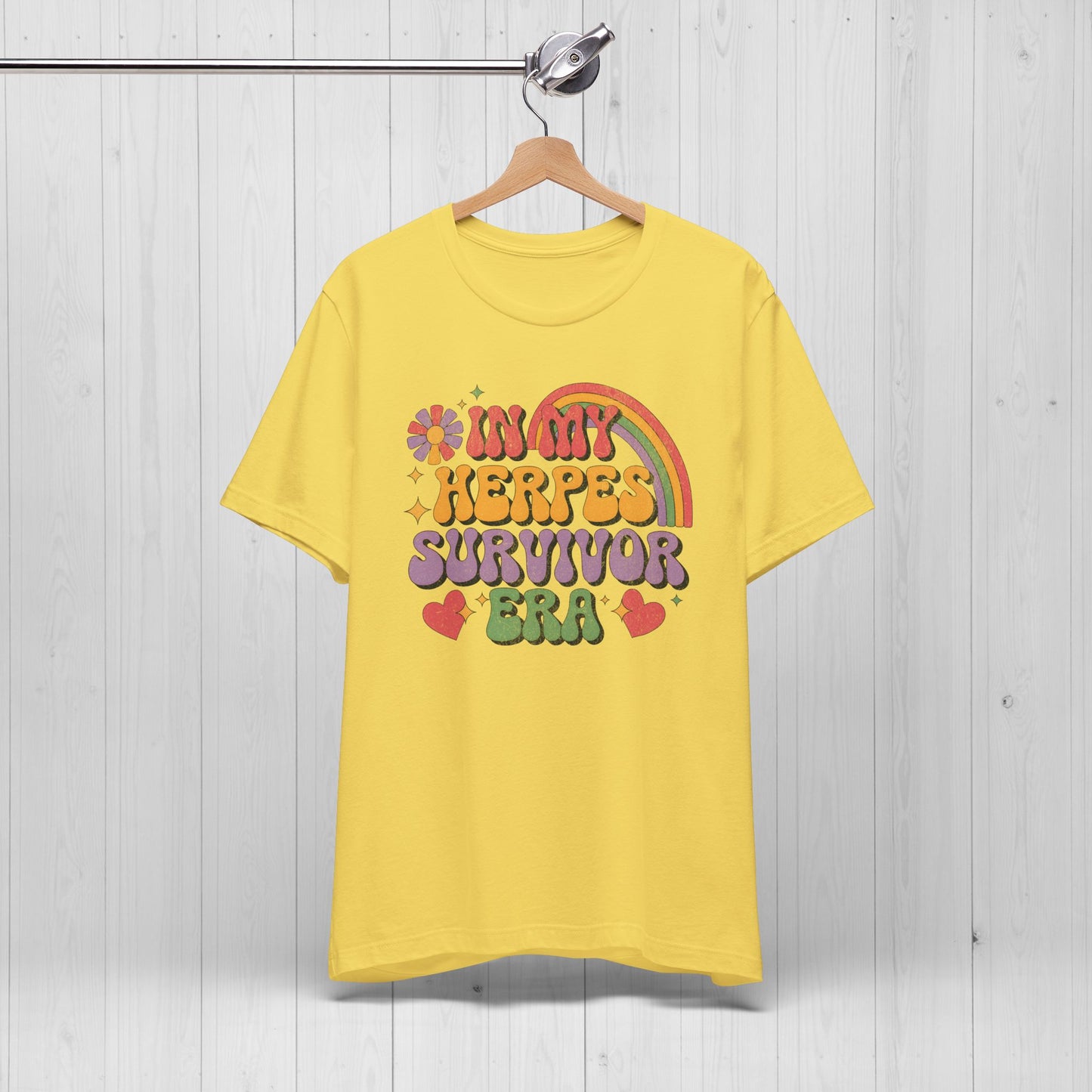 Herpes Survivor Era Tee – Groovy 70s Rainbow Shirt