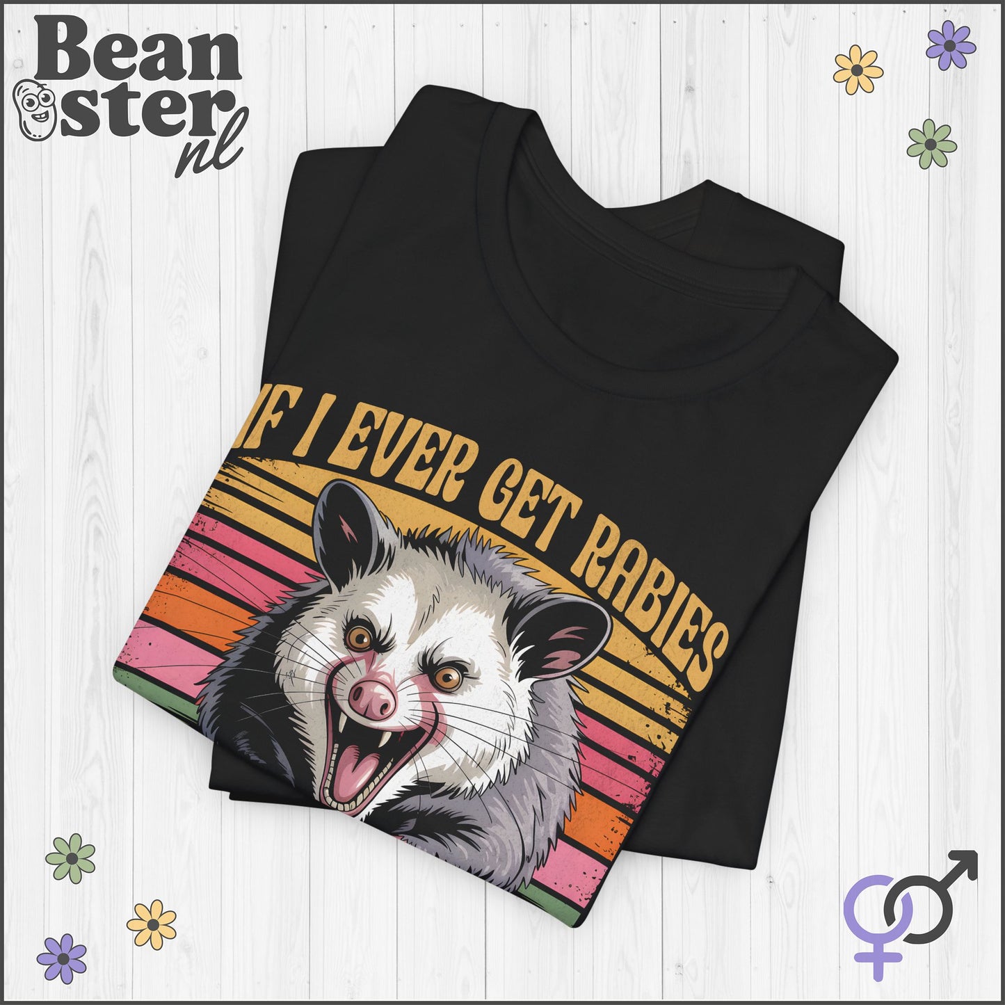 If I Ever Get Rabies Angry Opossum Funny Graphic Tee