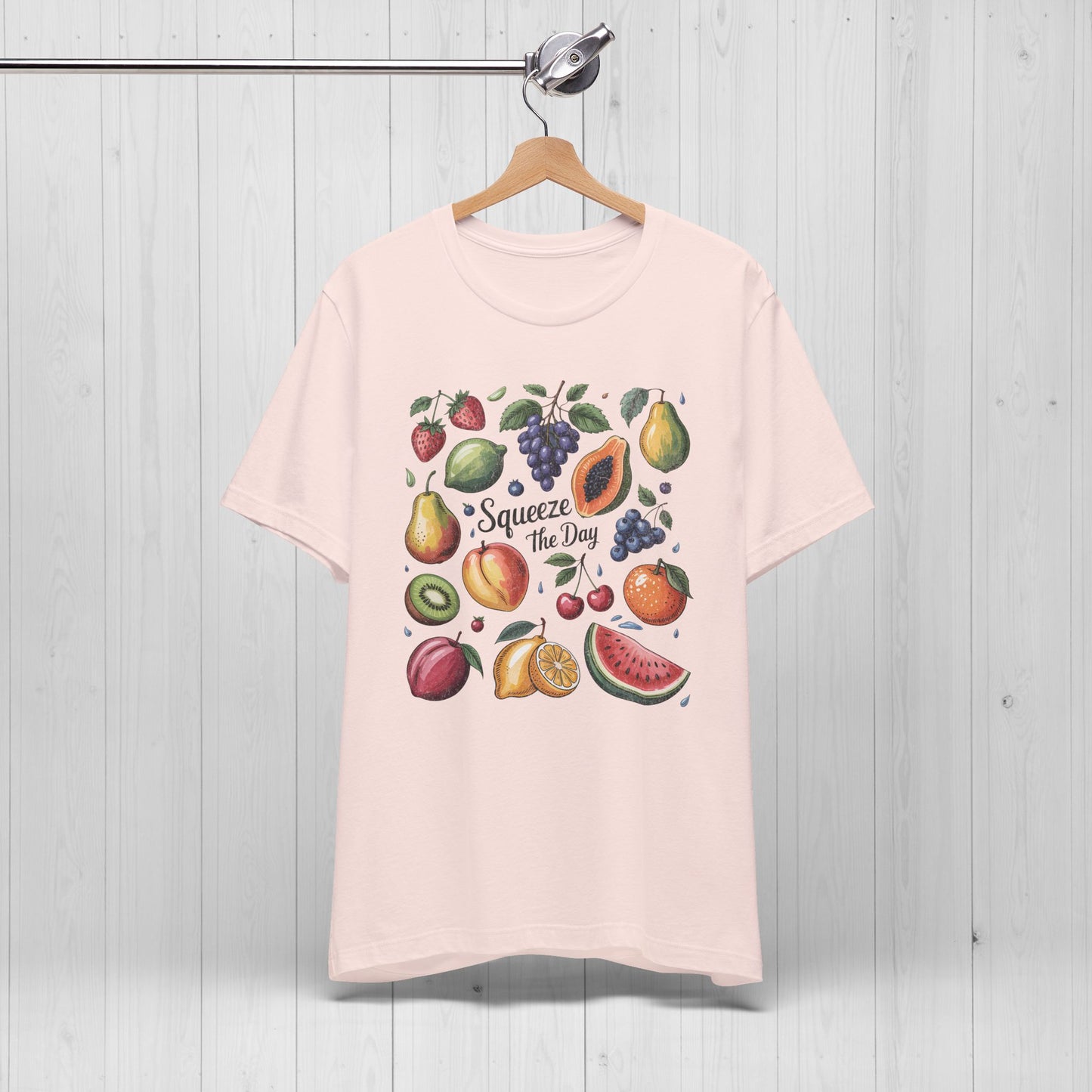 Tropical Summer Fruits Grid Tee – Cute Vegan Style