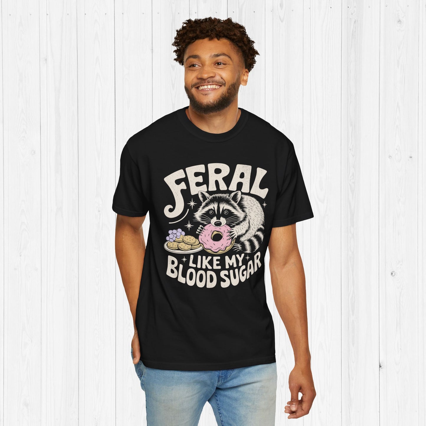 Feral Like My Blood Sugar Shirt – Funny Raccoon Diabetic Tee