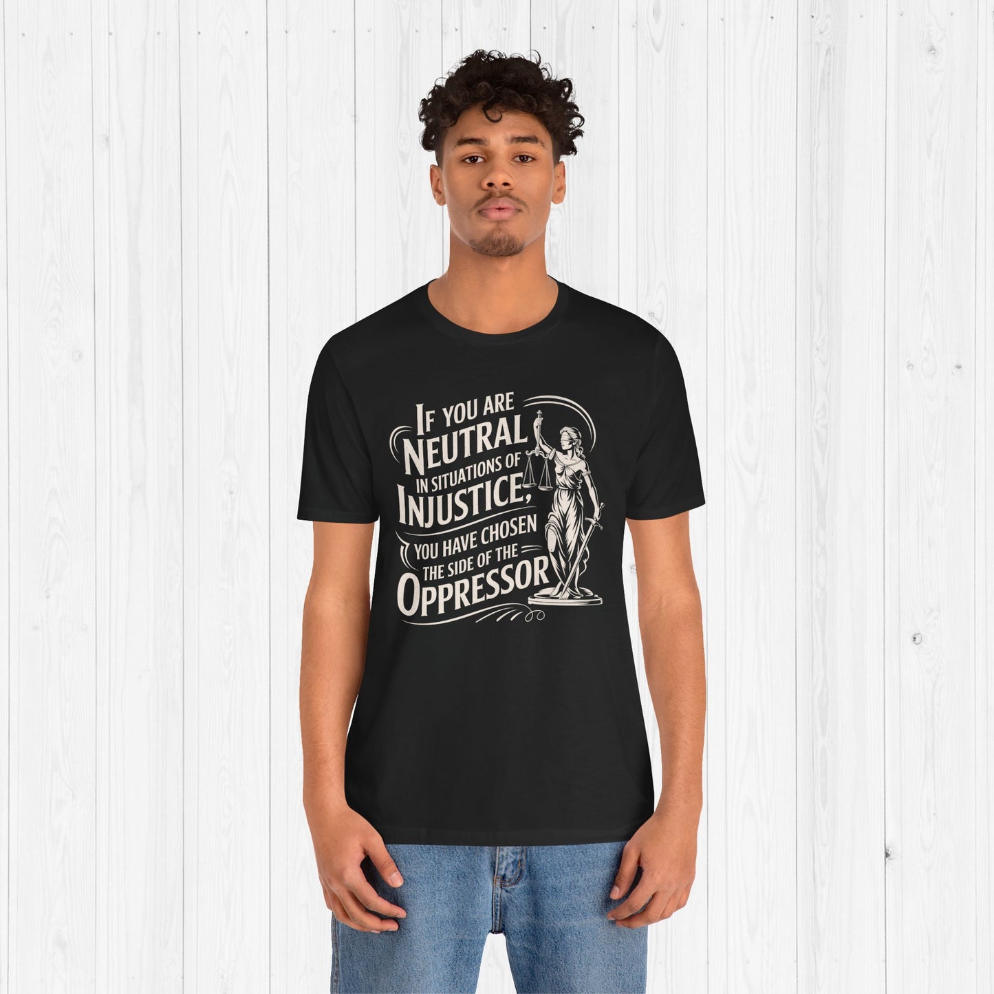 Stand for Justice – Vintage Lady Justice Protest Tee