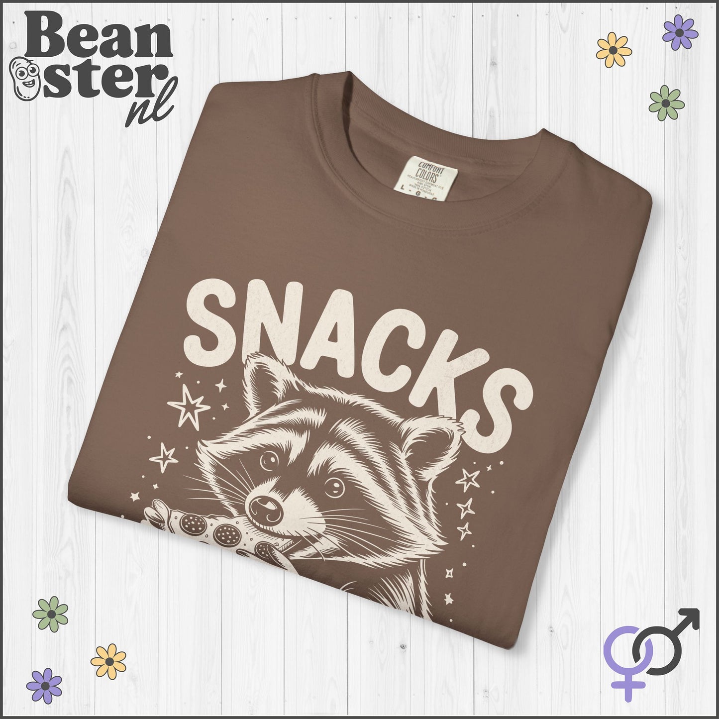 Snacks Make Me Nicer Raccoon Shirt | Funny Graphic Tee