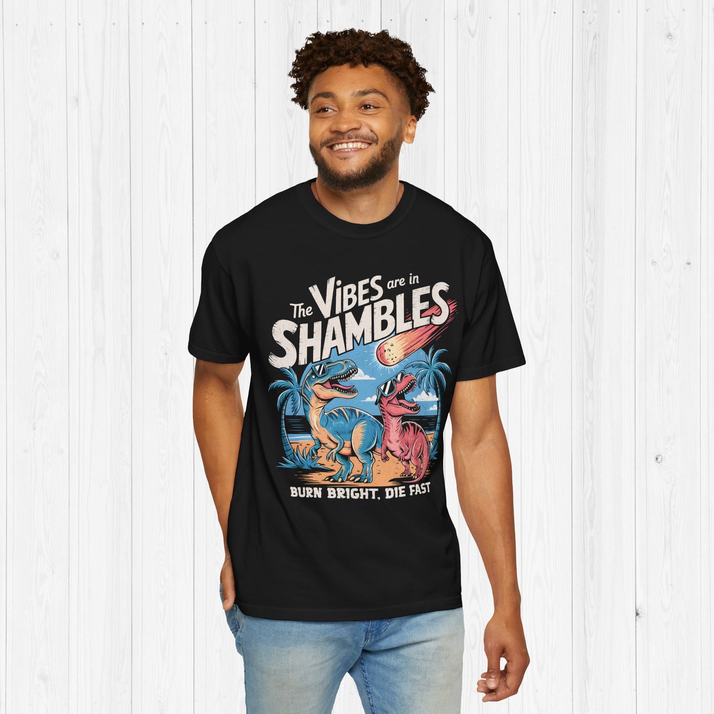 The Vibes Are In Shambles T-Shirt – Funny Retro Dinosaur Tee