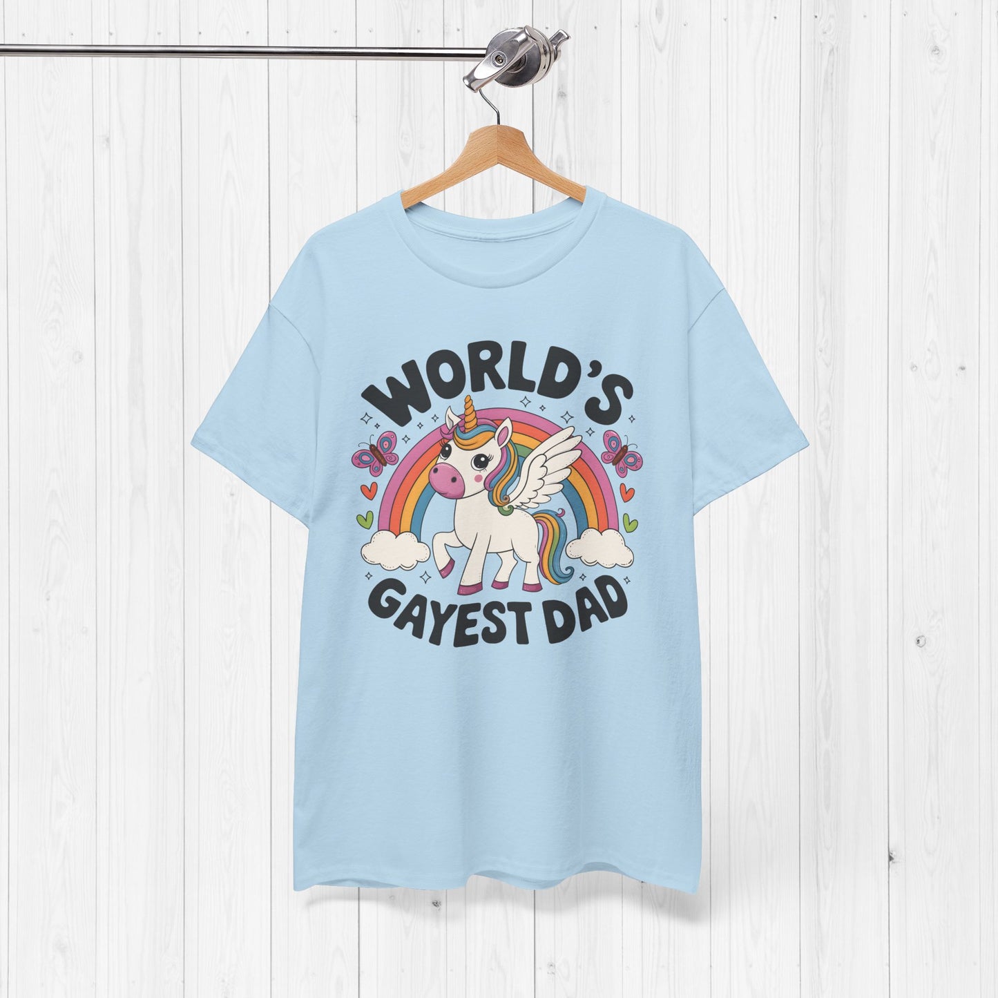 Worlds Gayest Dad T-Shirt – Rainbow Unicorn