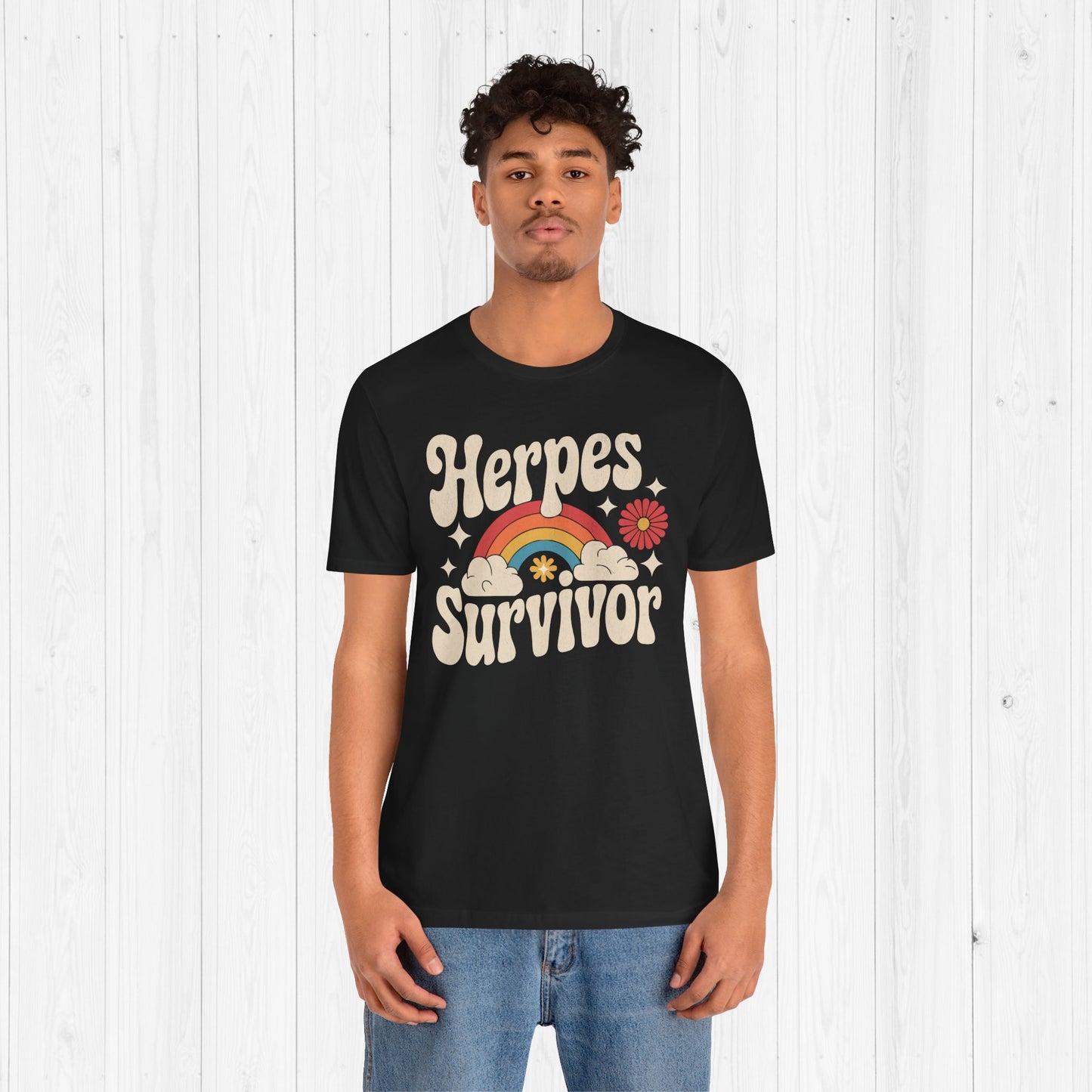 Herpes Survivor T-Shirt – Retro STD Rainbow Tee