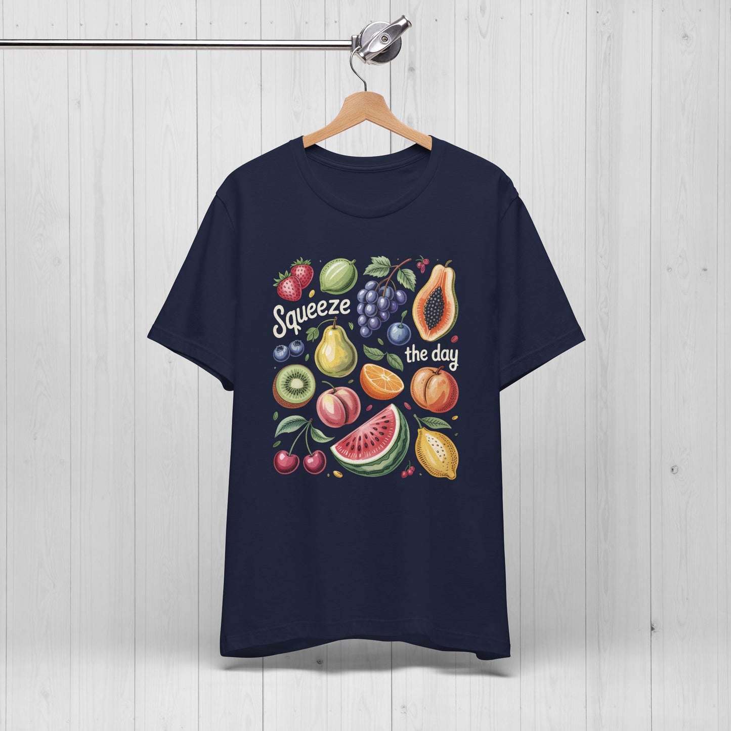 Tropical Summer Fruits Grid Tee – Cute Vegan Style