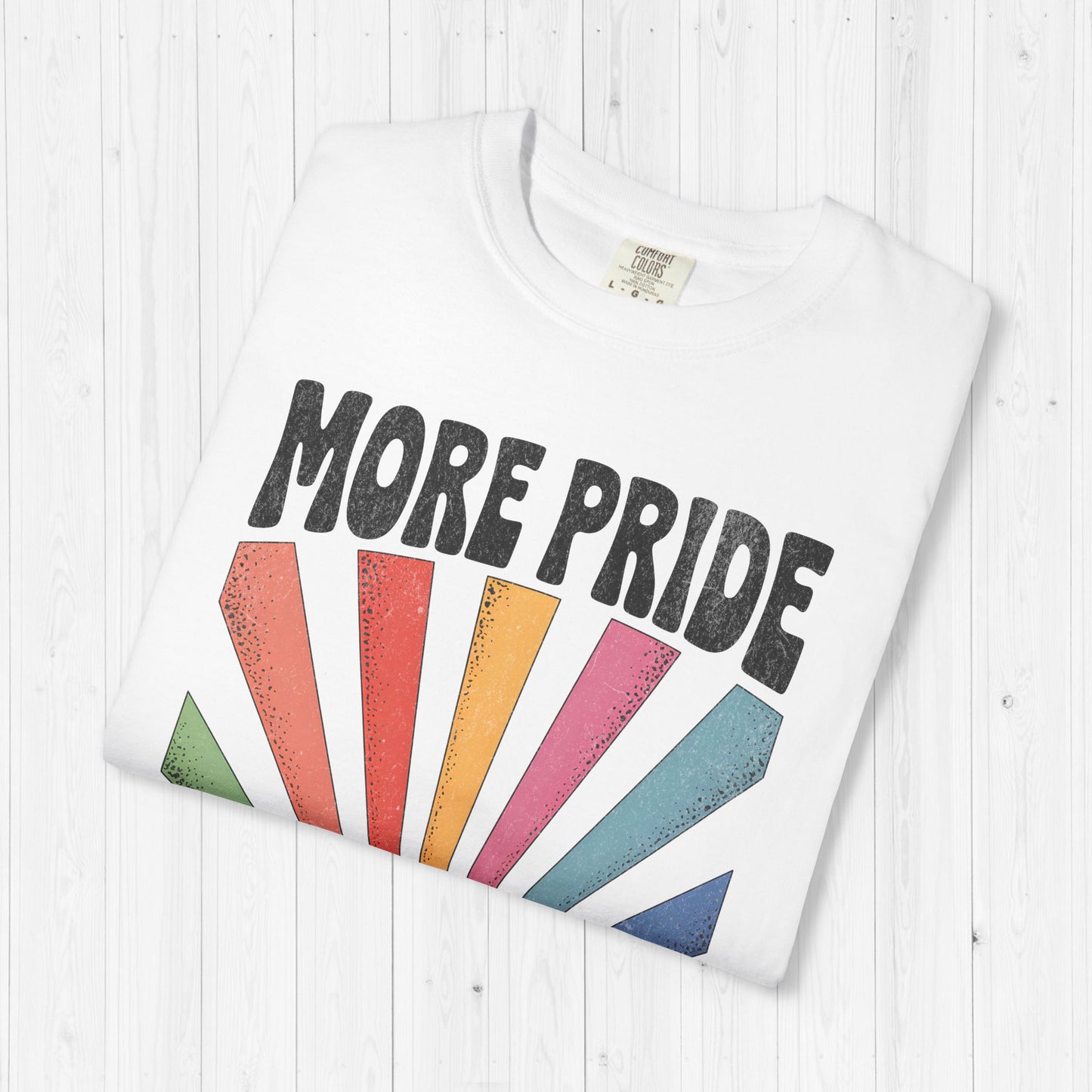 More Pride Less Prejudice Retro Rainbow Tee ๐