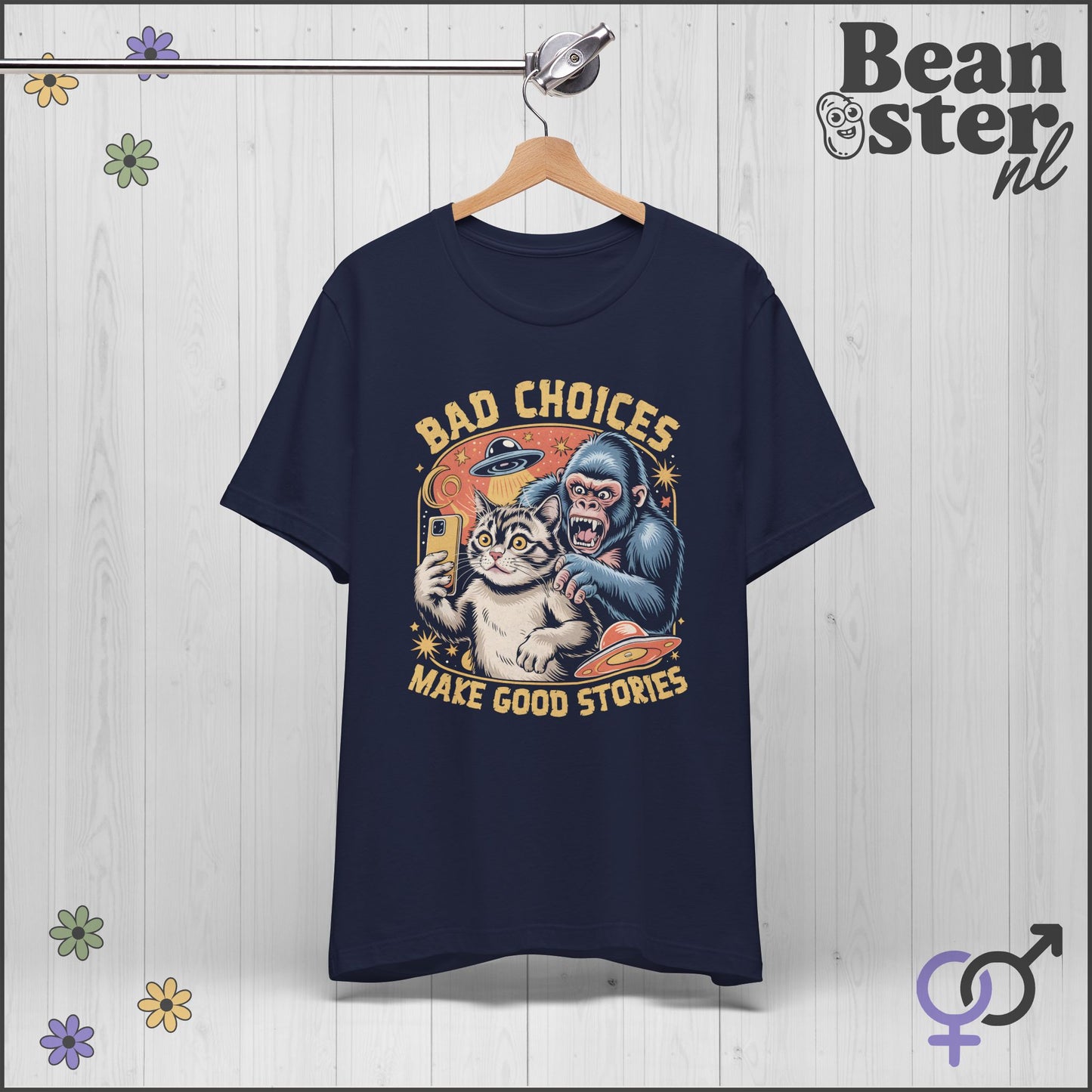 Bad Choices Make Good Stories Gorilla Cat Graphic Tee