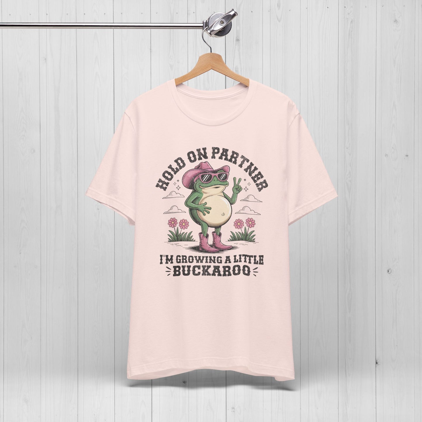 Funny Pregnancy Shirt – Hold On Partner I'm Pregnant Frog Tee